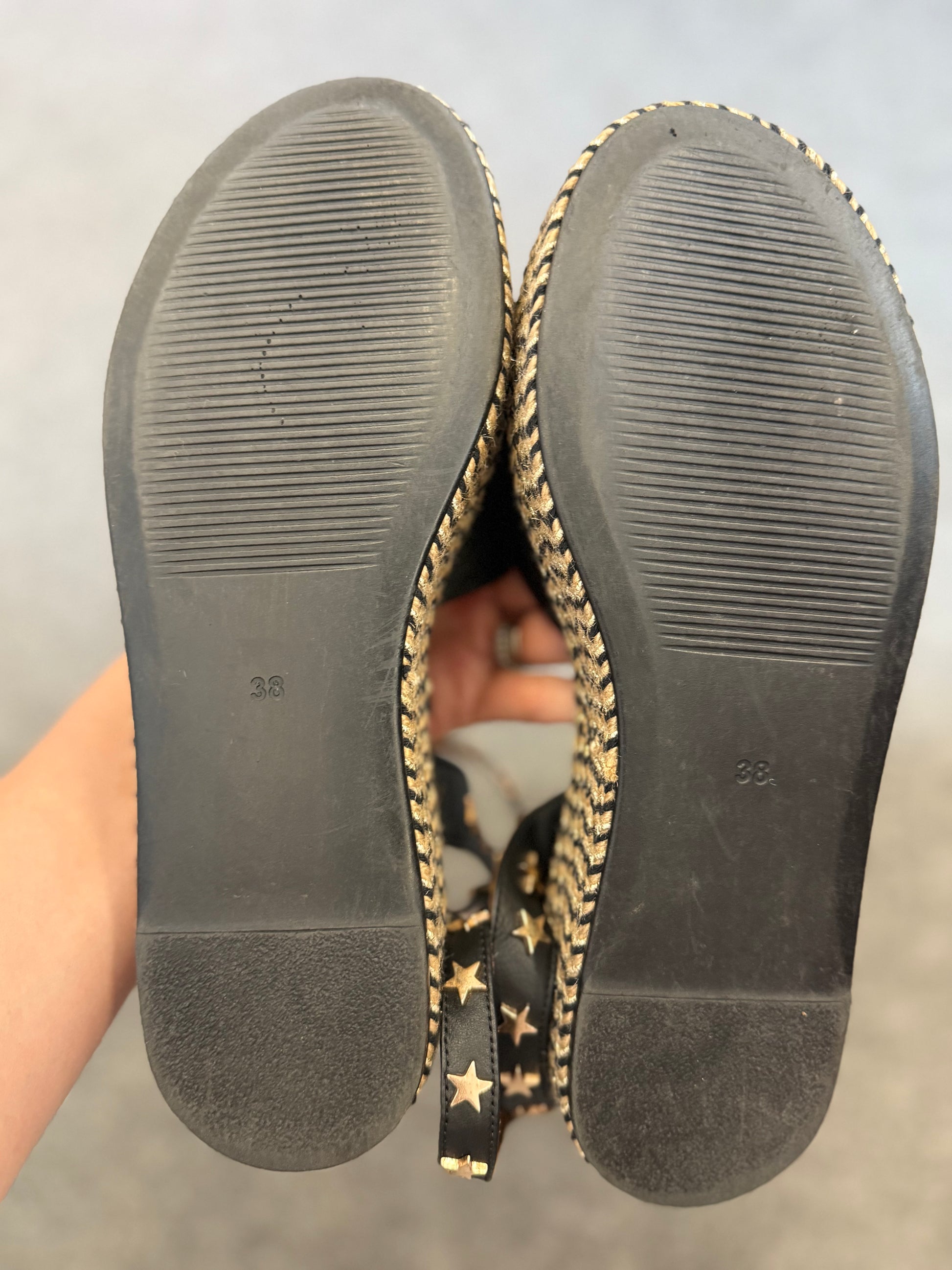 Ovye black star detail wedge sandals