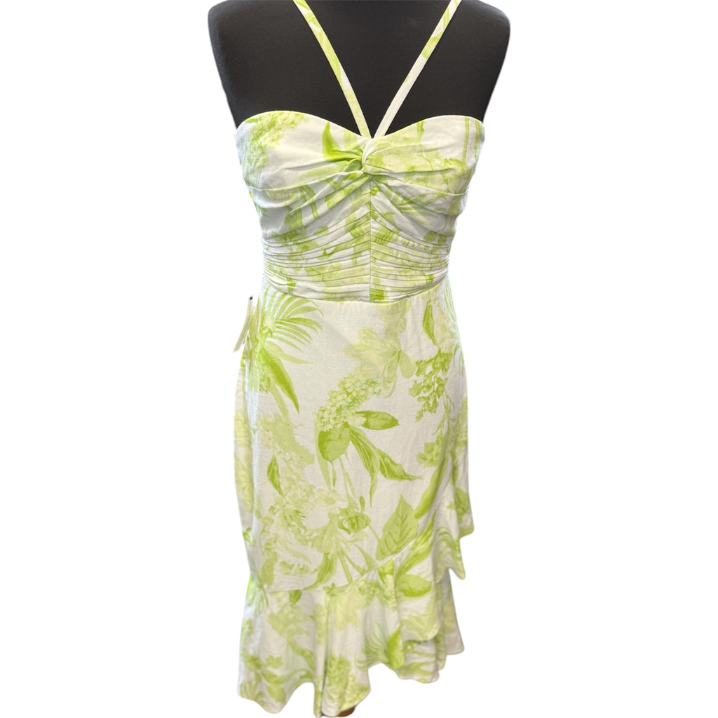 Lipsy linen button back halter neck dress