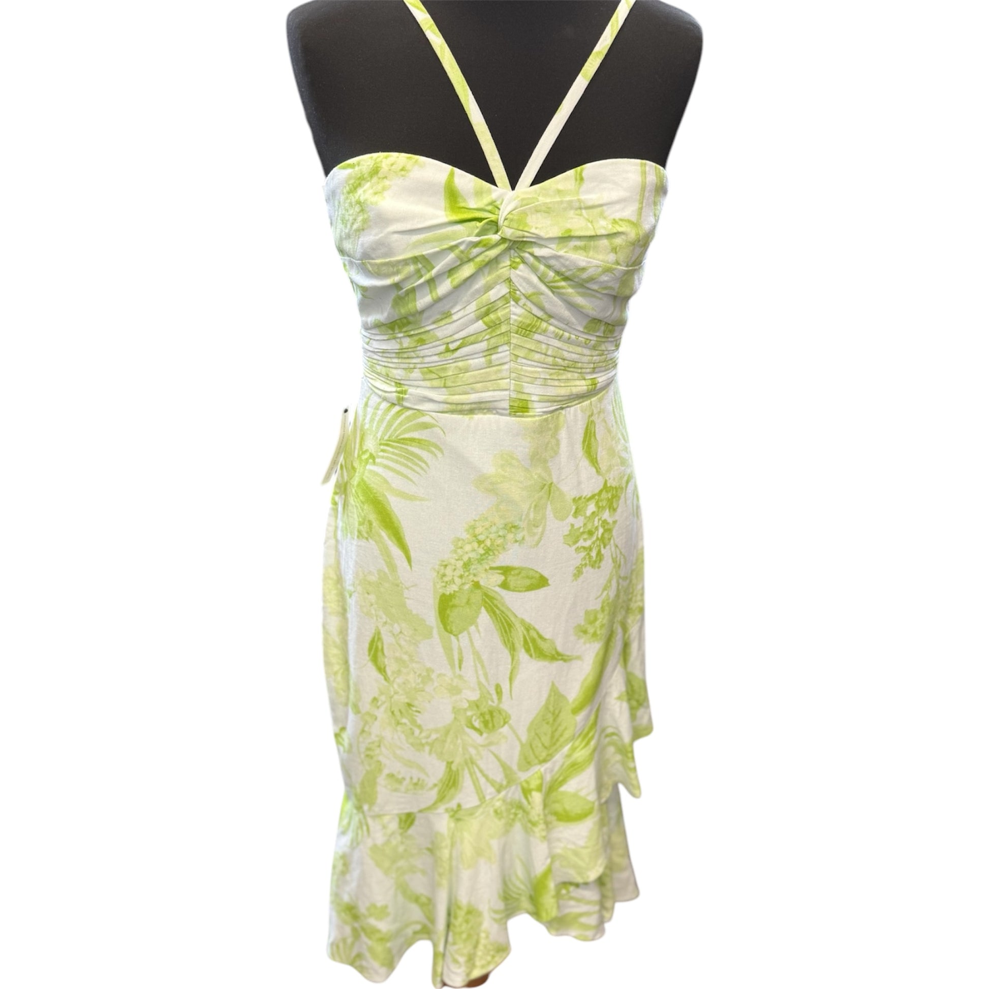 Lipsy linen button back halter neck dress
