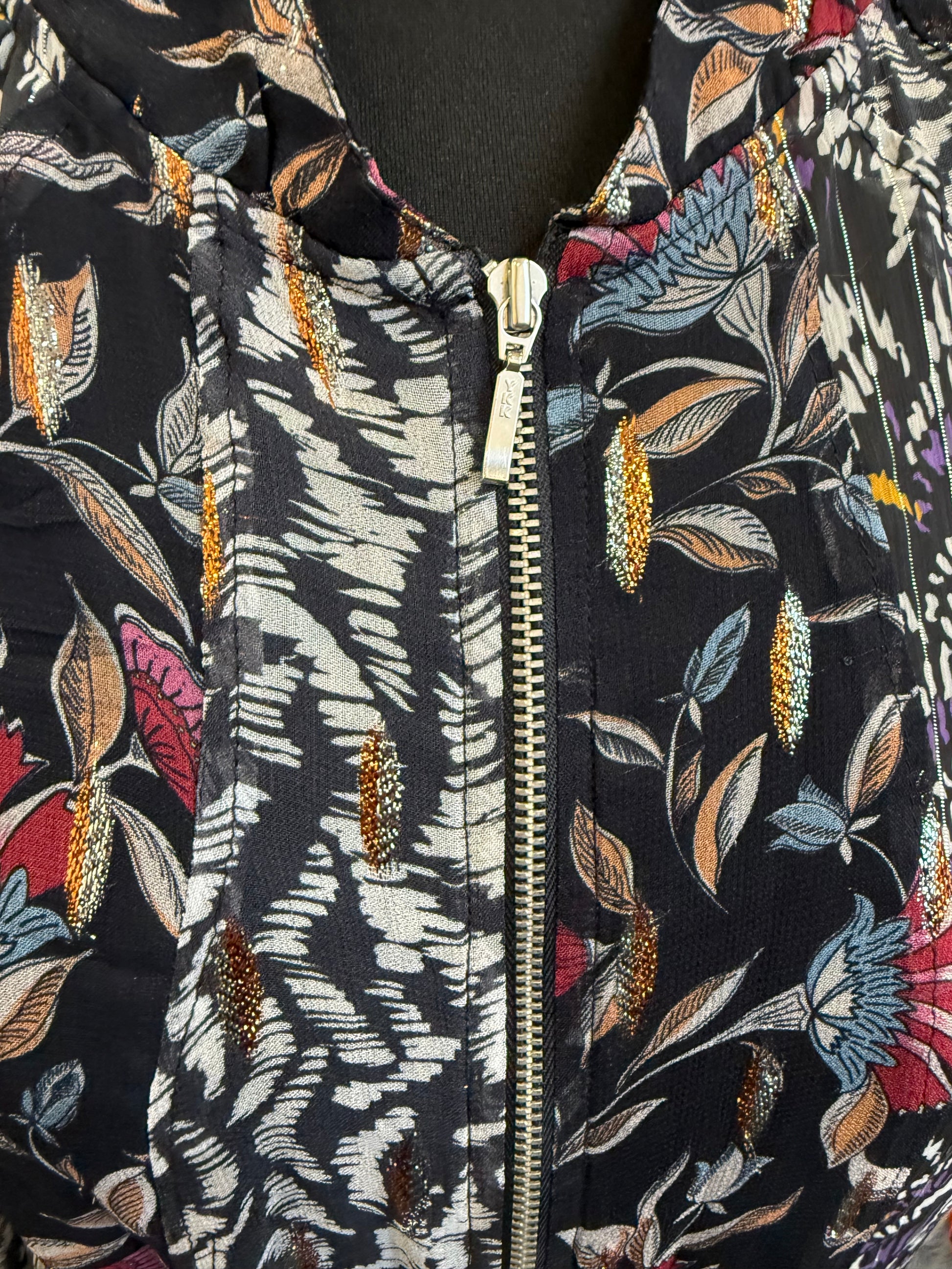 In other words zip up floral blouse