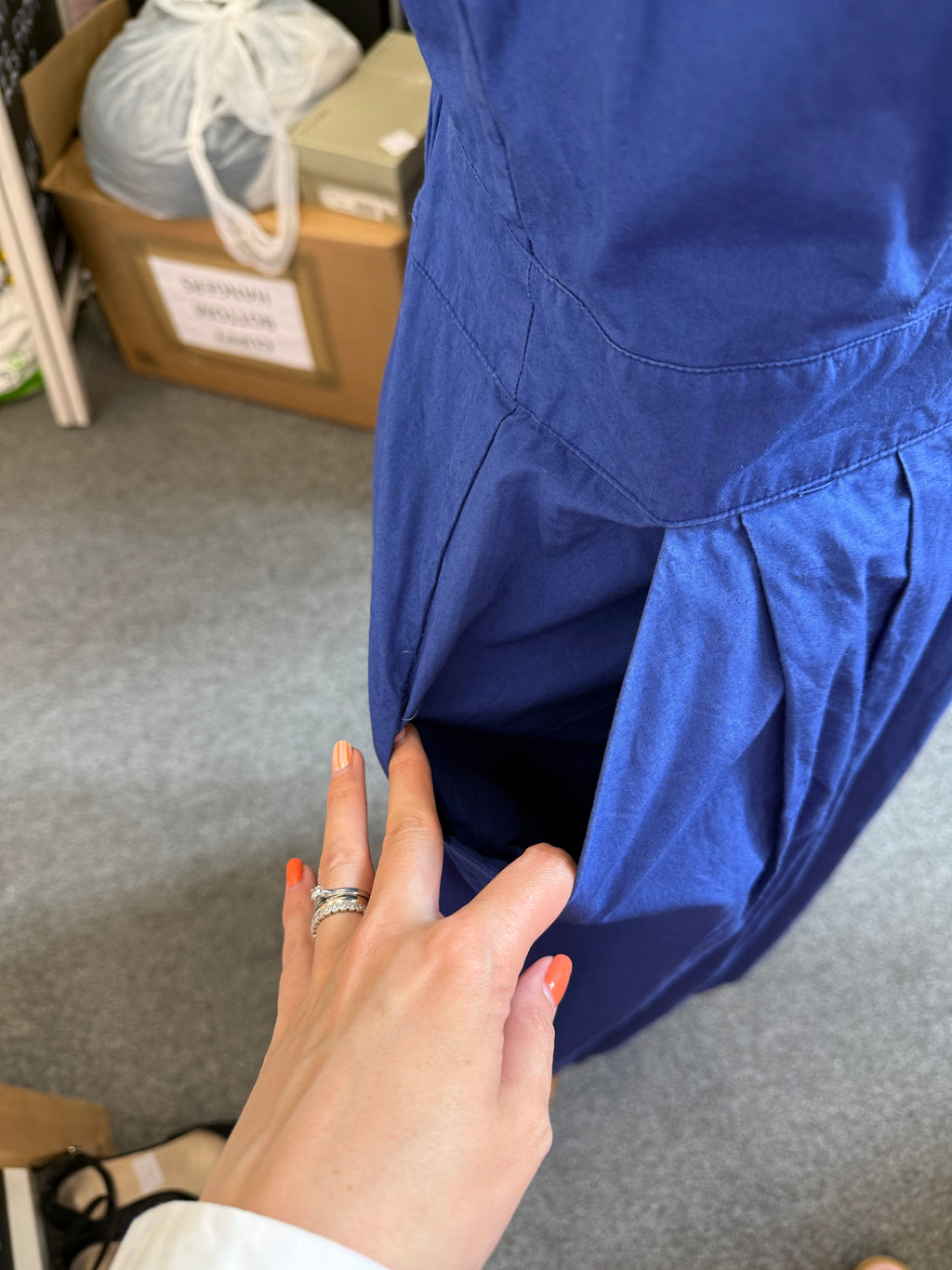 Warehouse bow back midi dress with pockets