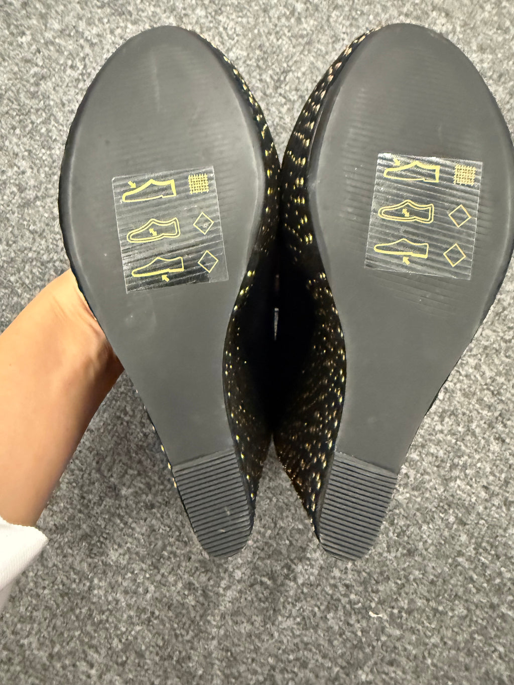 Red Herring gold detail ankle strap wedge