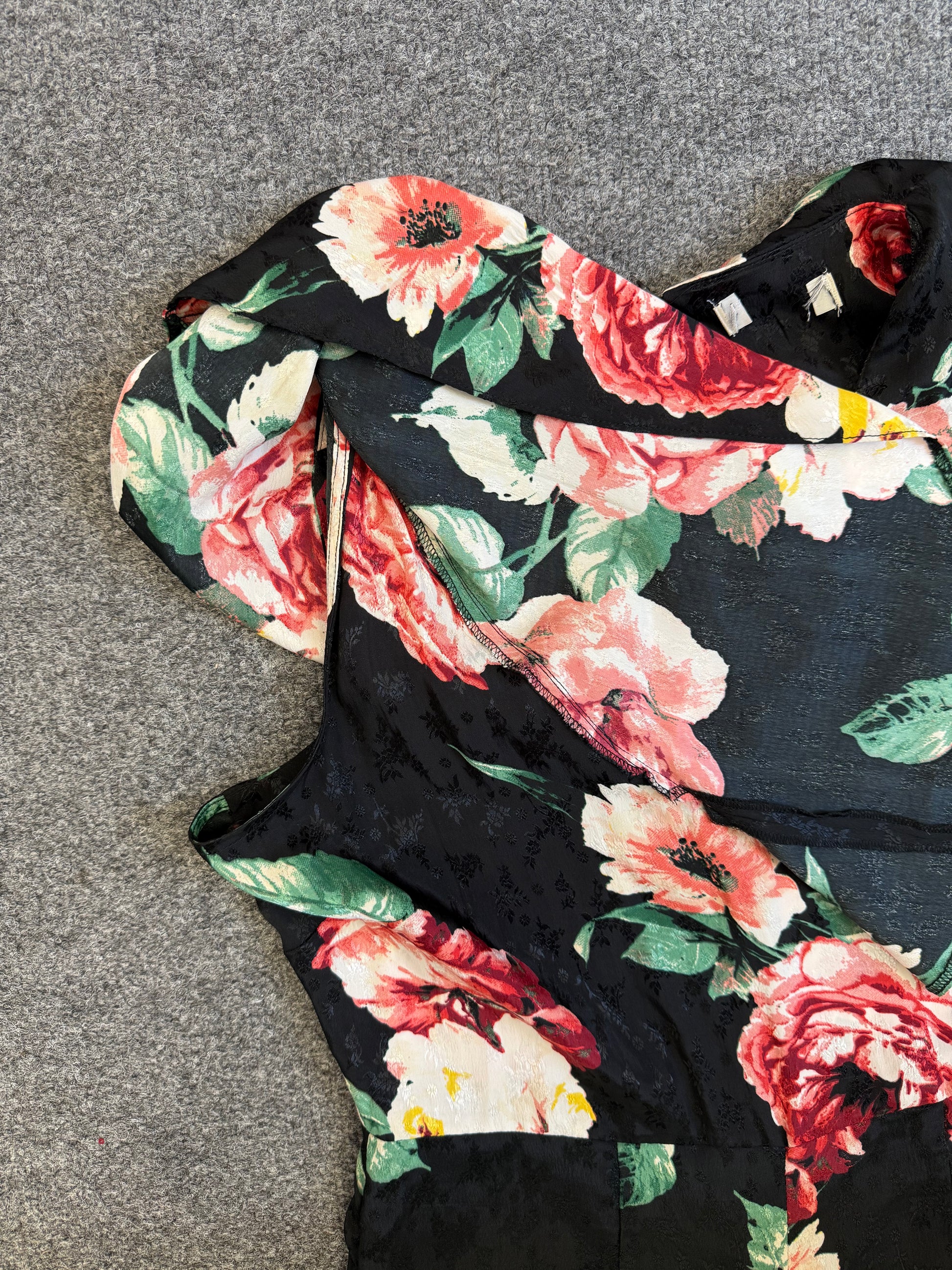Floral wide leg frill top jumpsuit