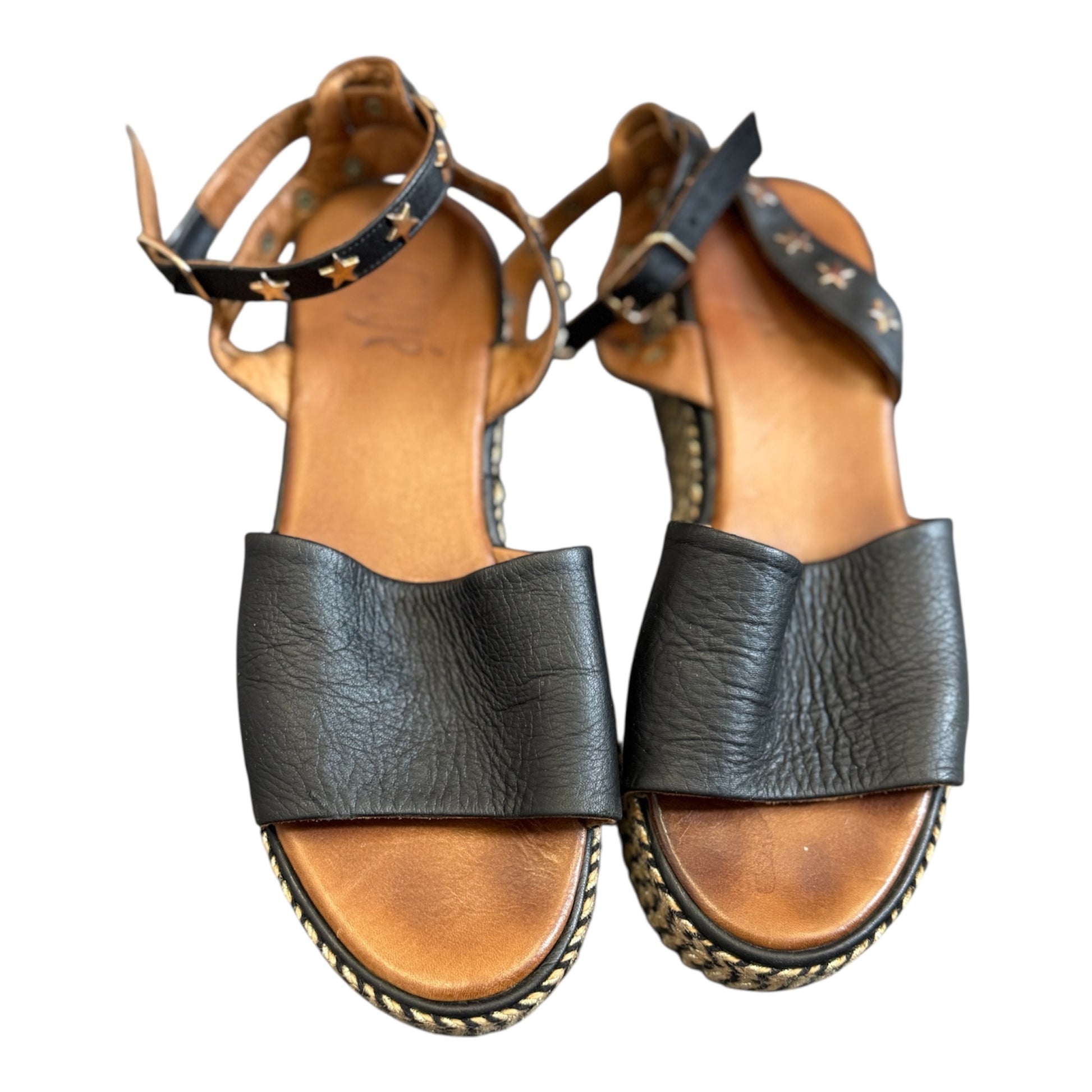 Ovye black star detail wedge sandals