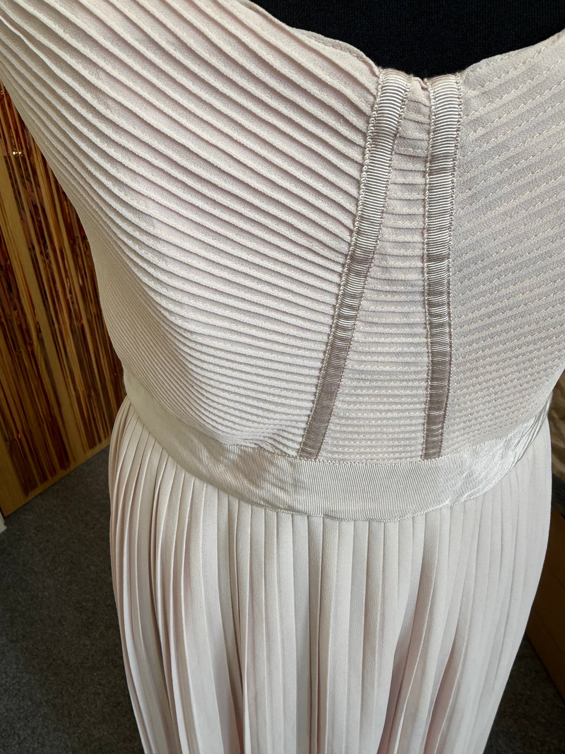H&M pale pink pleat full length occasion dress