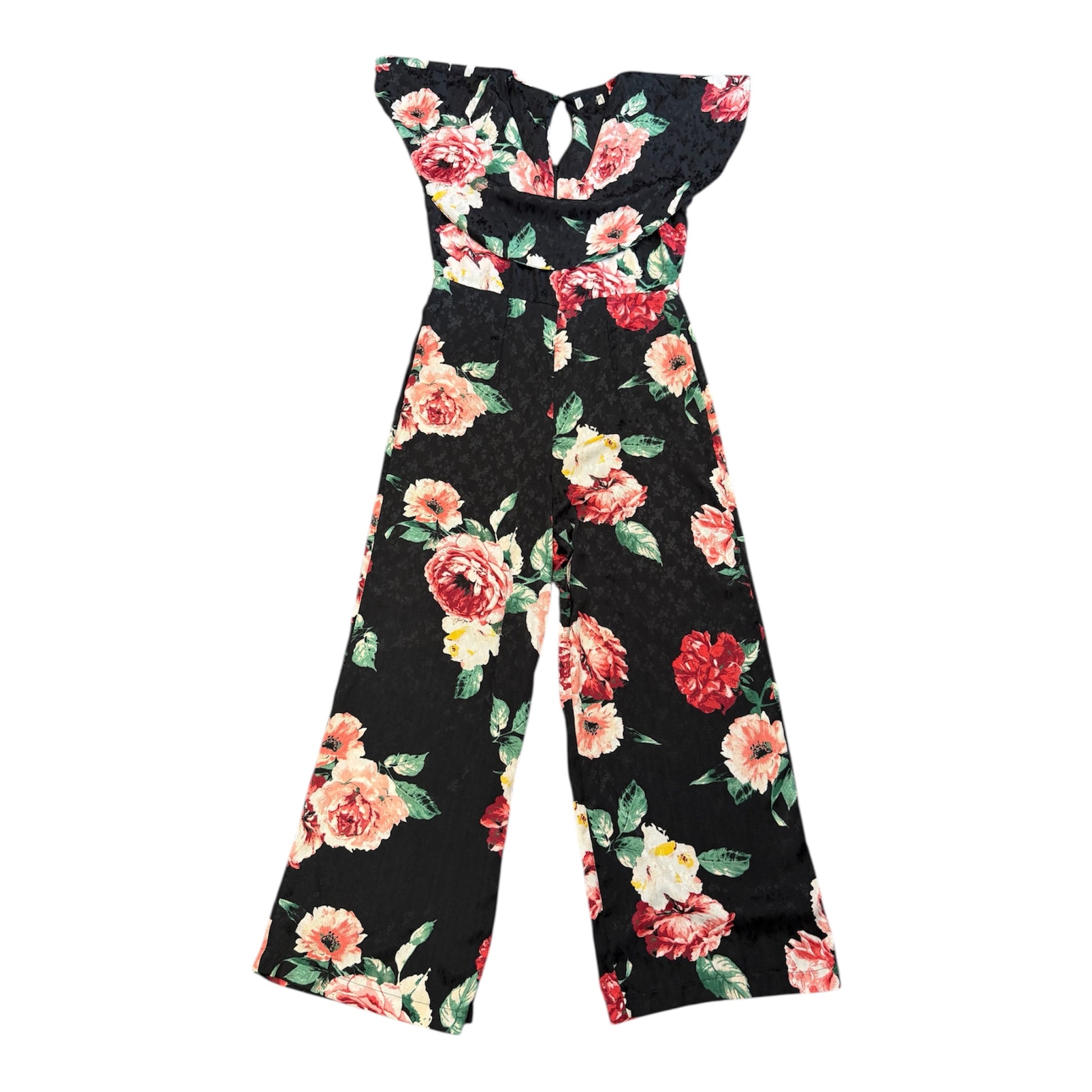Floral wide leg frill top jumpsuit