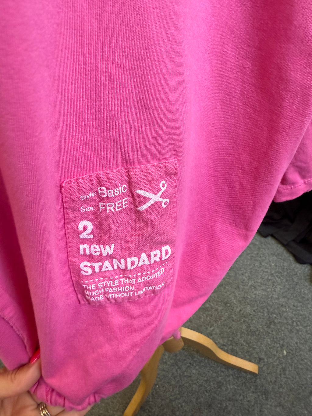 Pink print back oversize hoodie