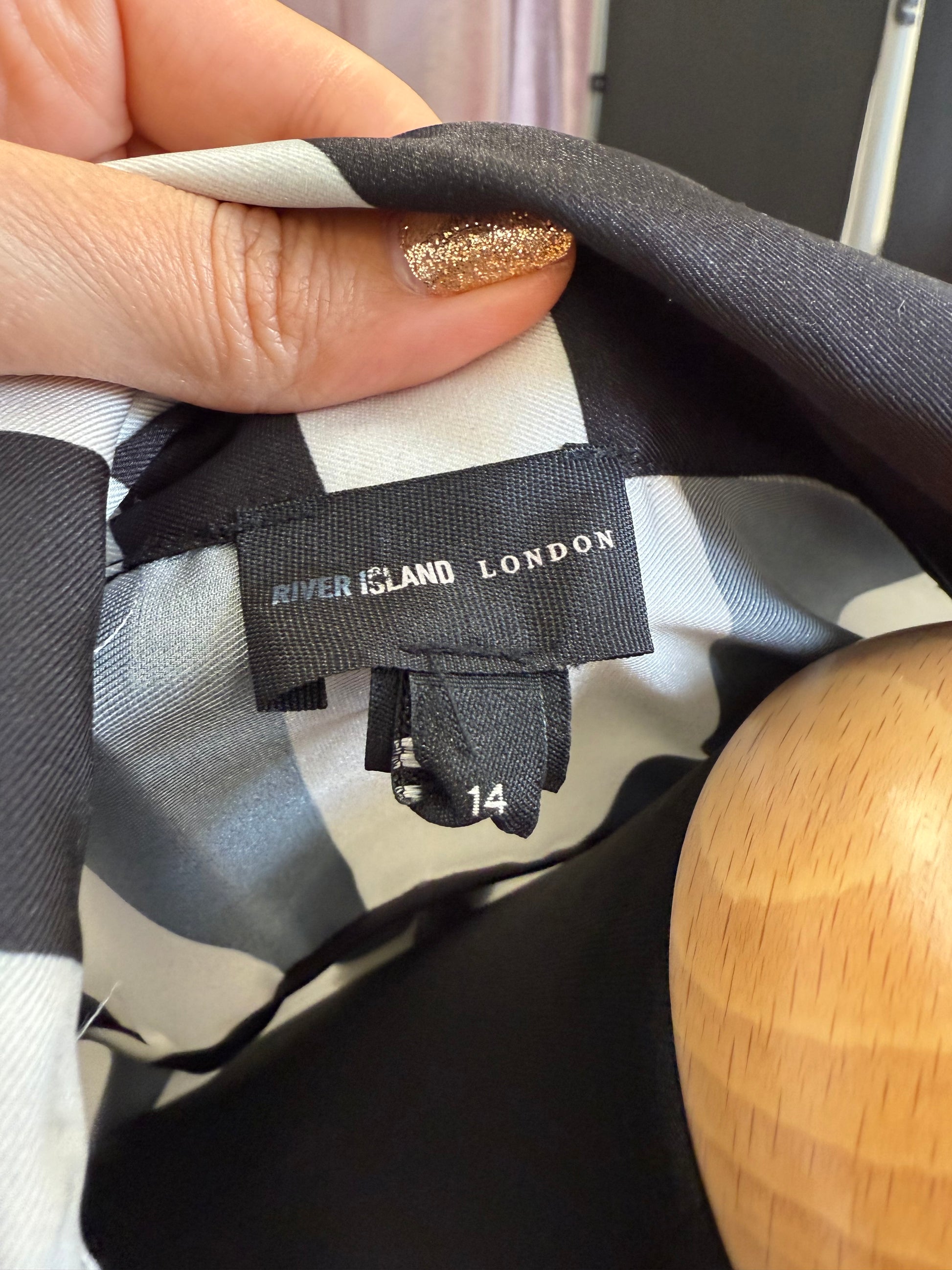 River Island belted collared button long sleeved midi dress