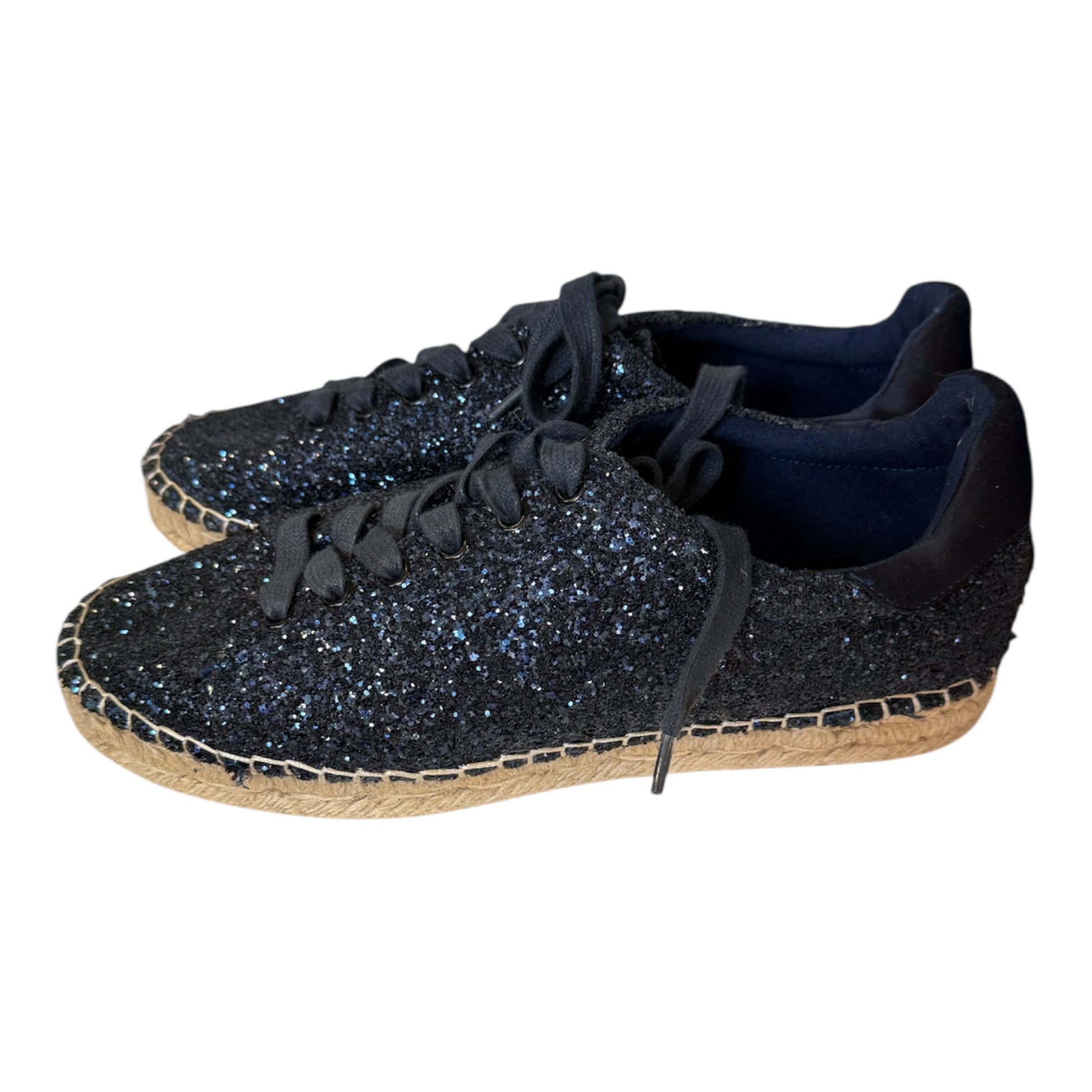 Kurt Geiger blue glitter laced espadrilles