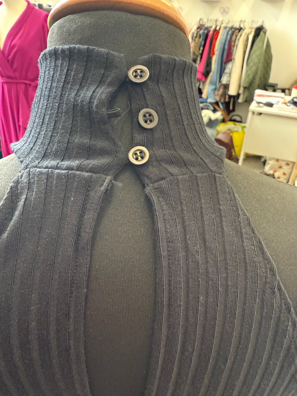 Miss Selfridge high neck racer back ribbed dress