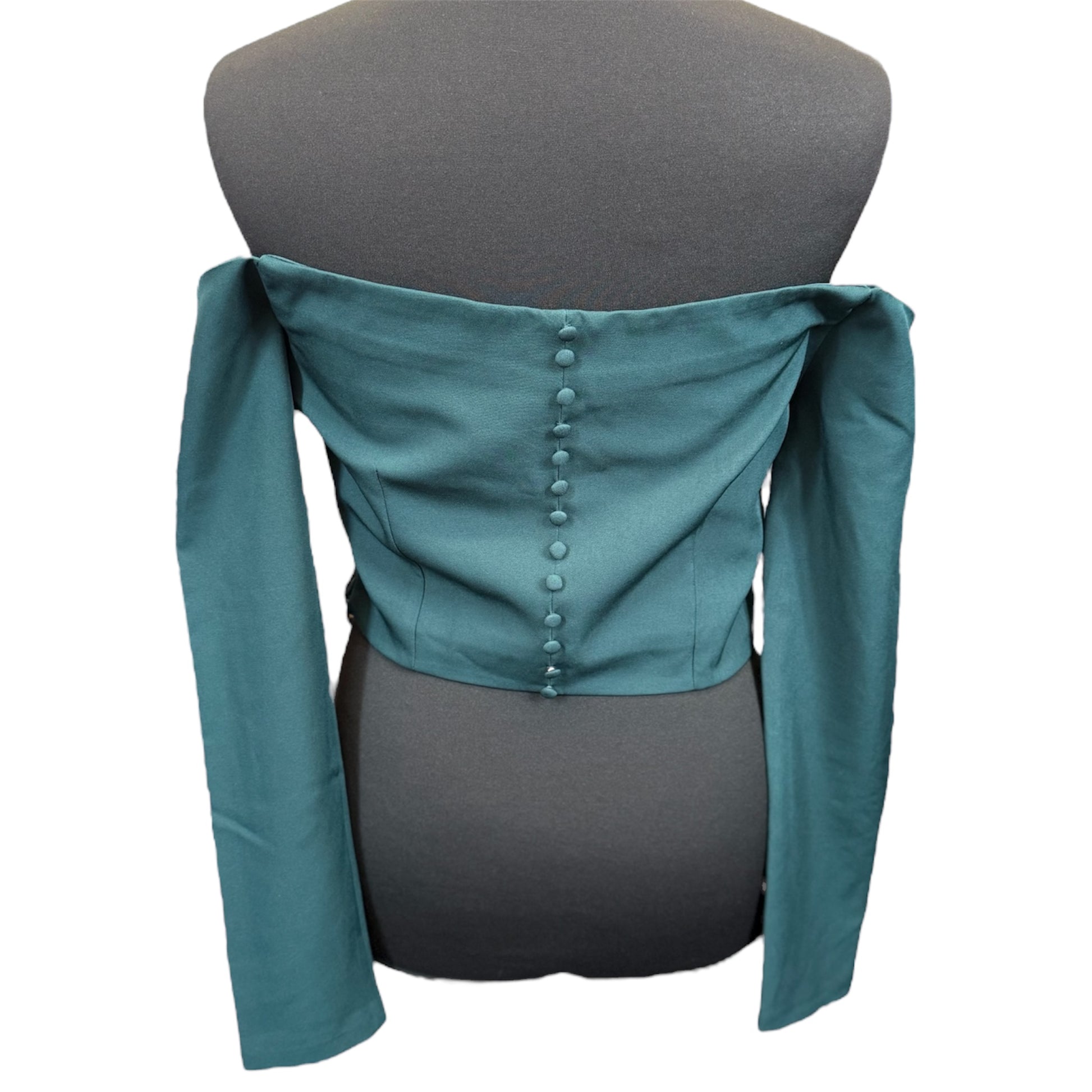 Coast long sleeved off the shoulder button detail top