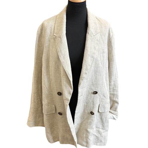 A-line cream linen oversize blazer