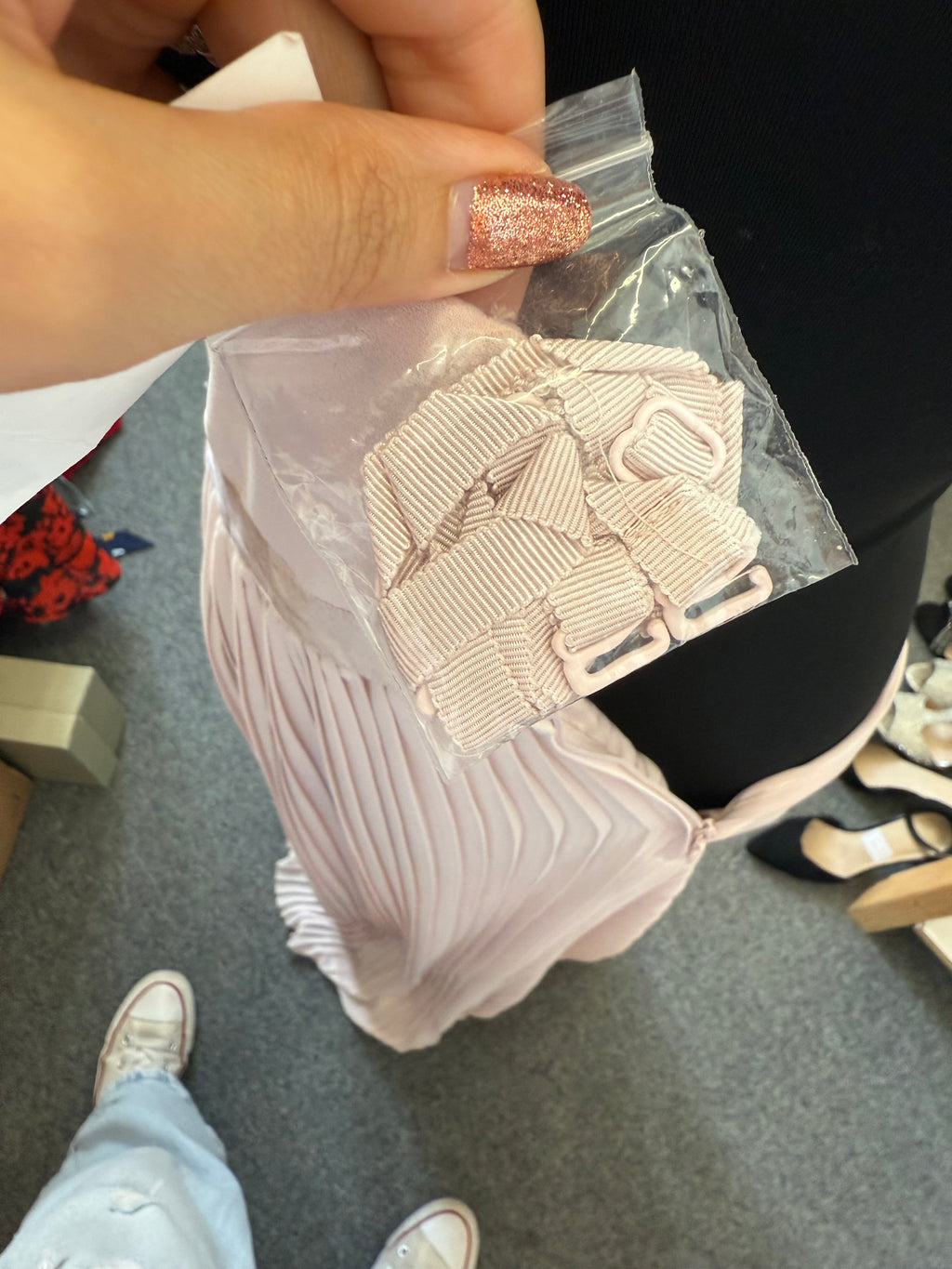 H&M pale pink pleat full length occasion dress