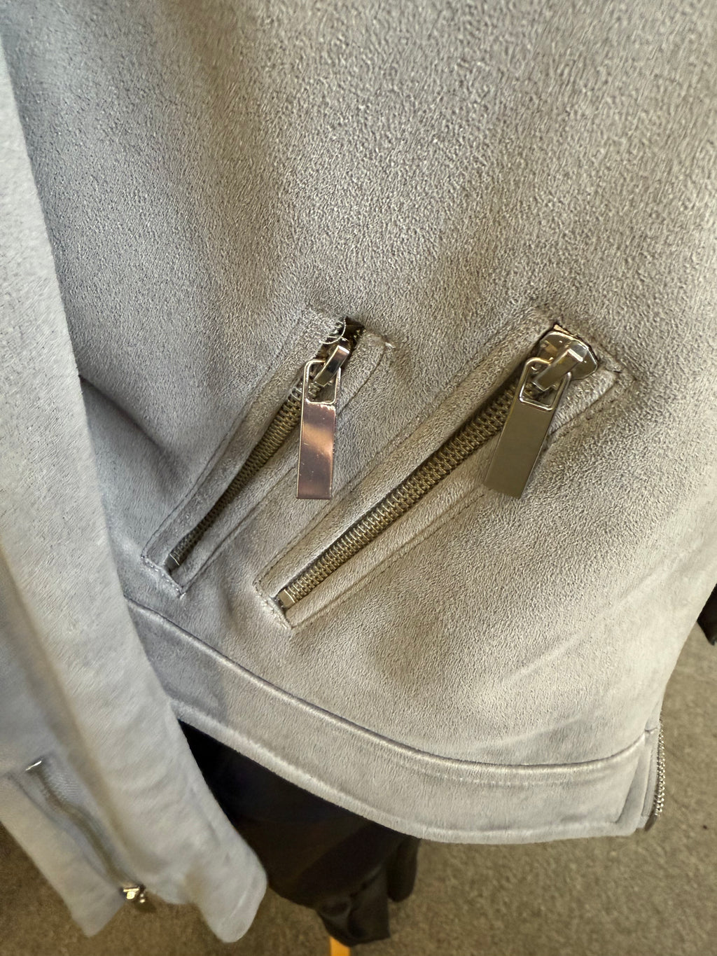 New Look grey suede look biker jacket