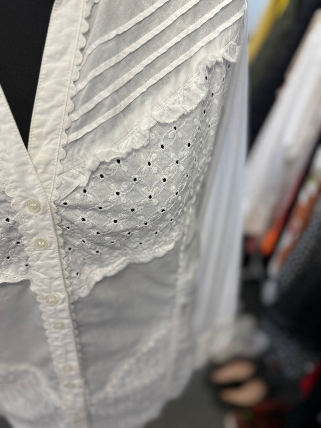 Per Una tie back long sleeved borderie anglaise detail shirt