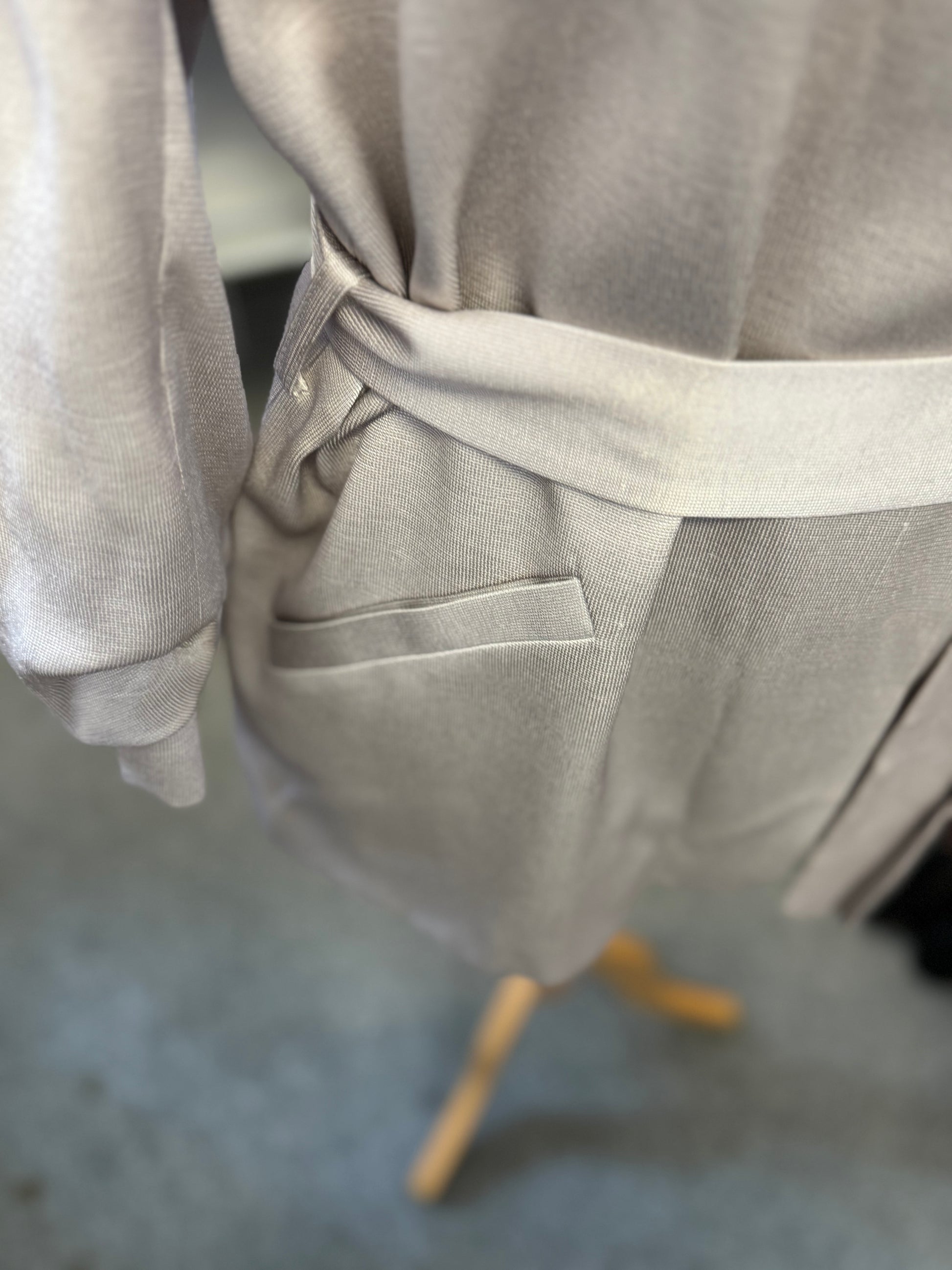 River Island rusched sleeve belted silver blazer