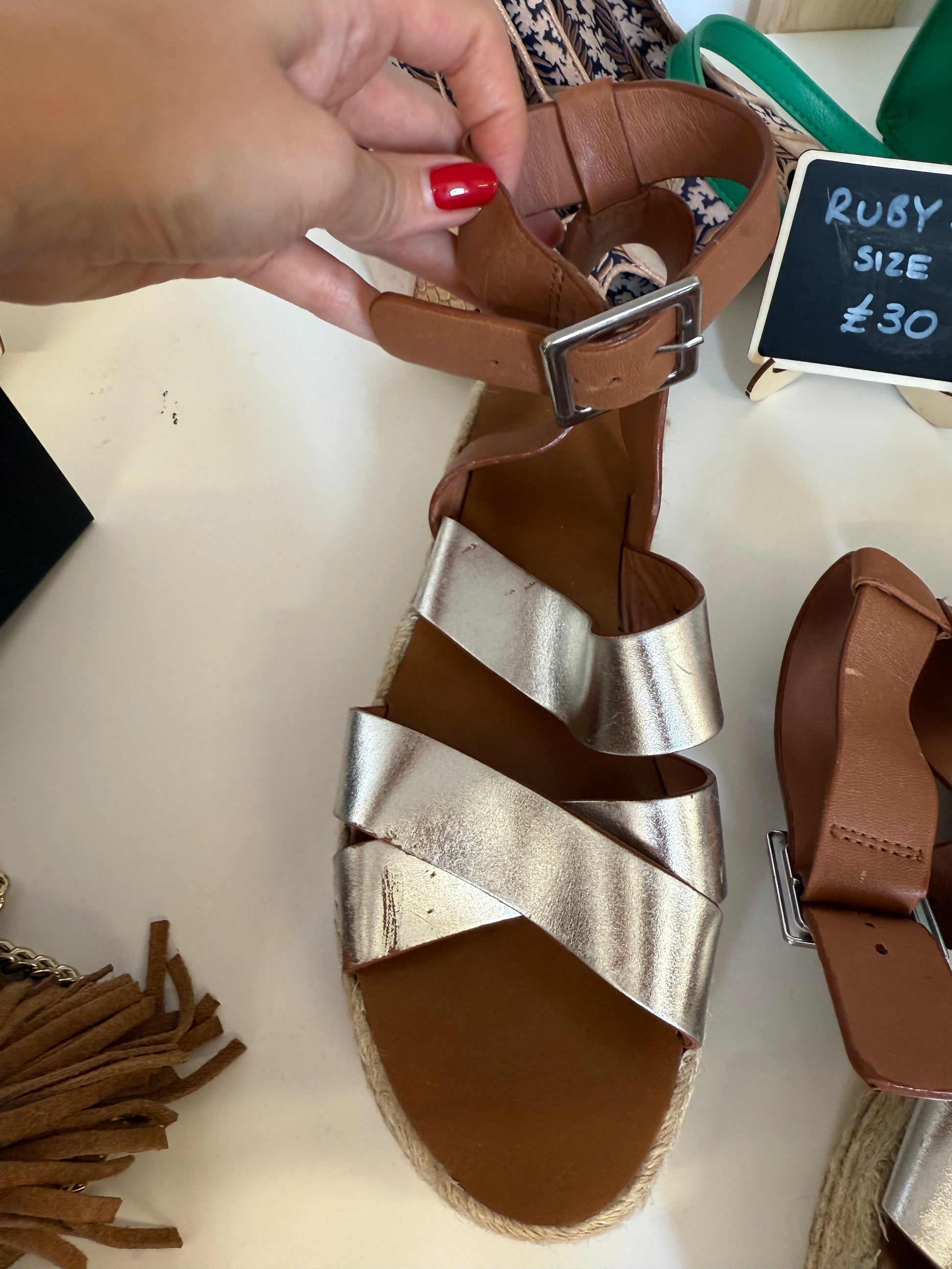 H&M silver ankle strap sandals
