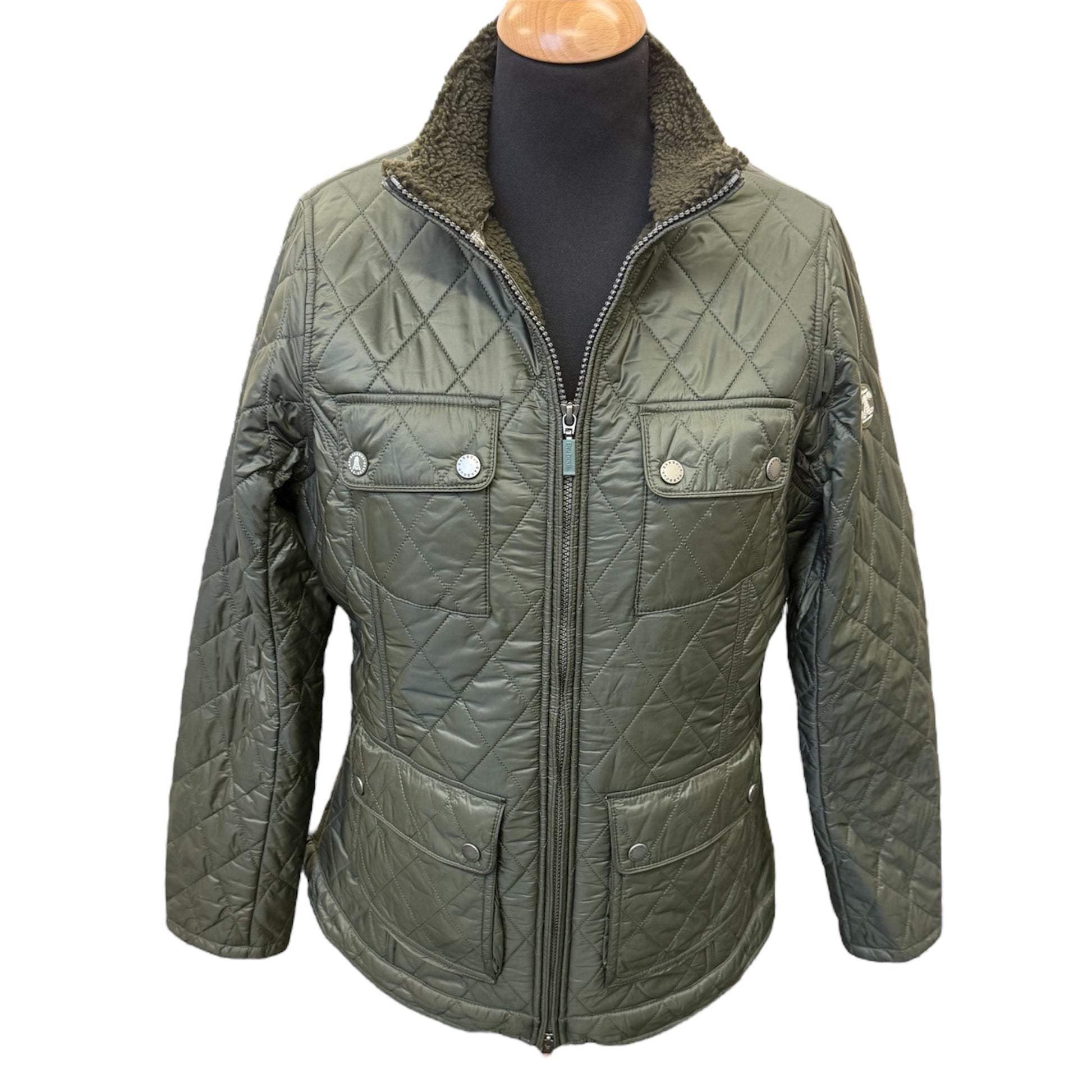 Barbour khaki padded fleece lined jacket