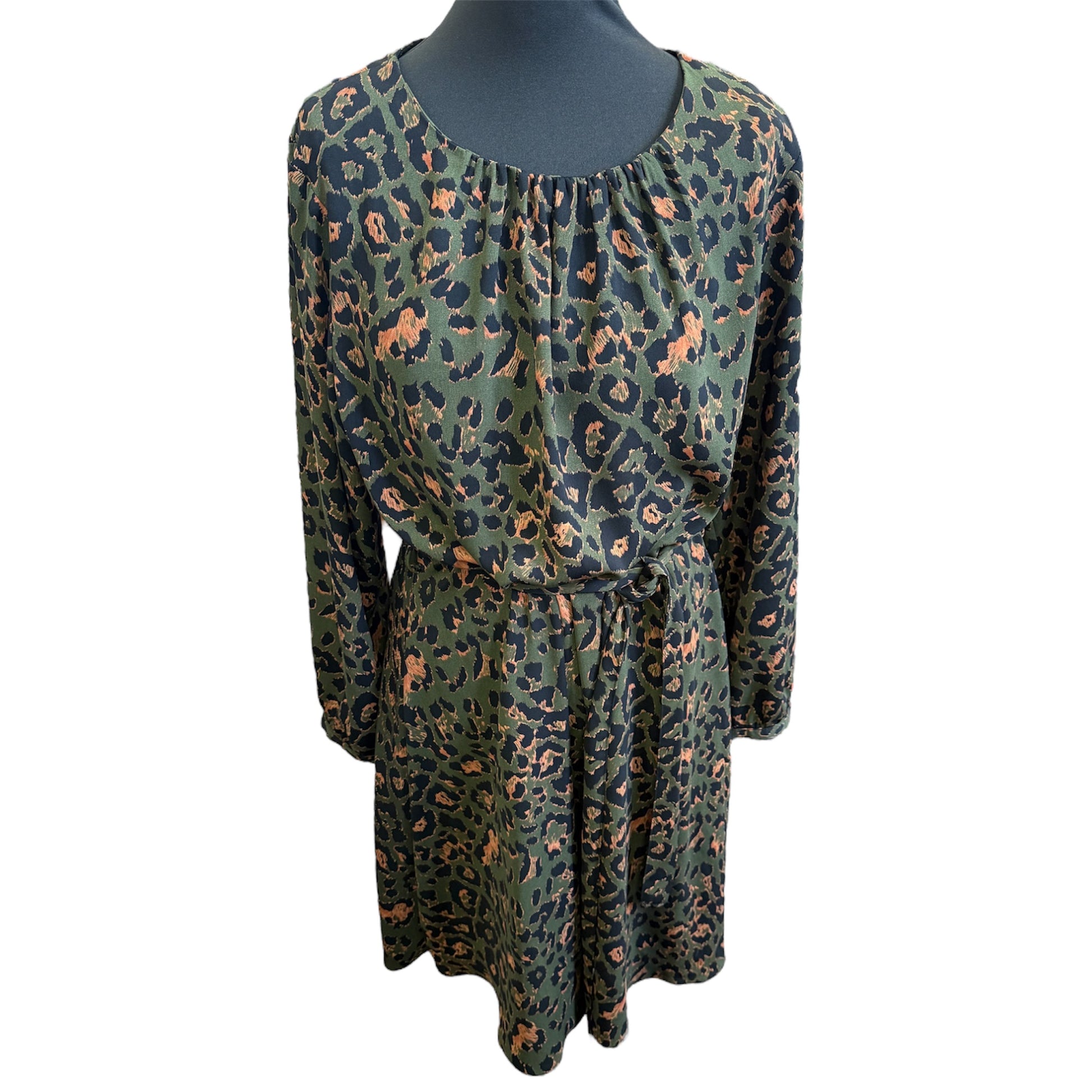 Dorothy Perkins animal print long sleeved belted dress