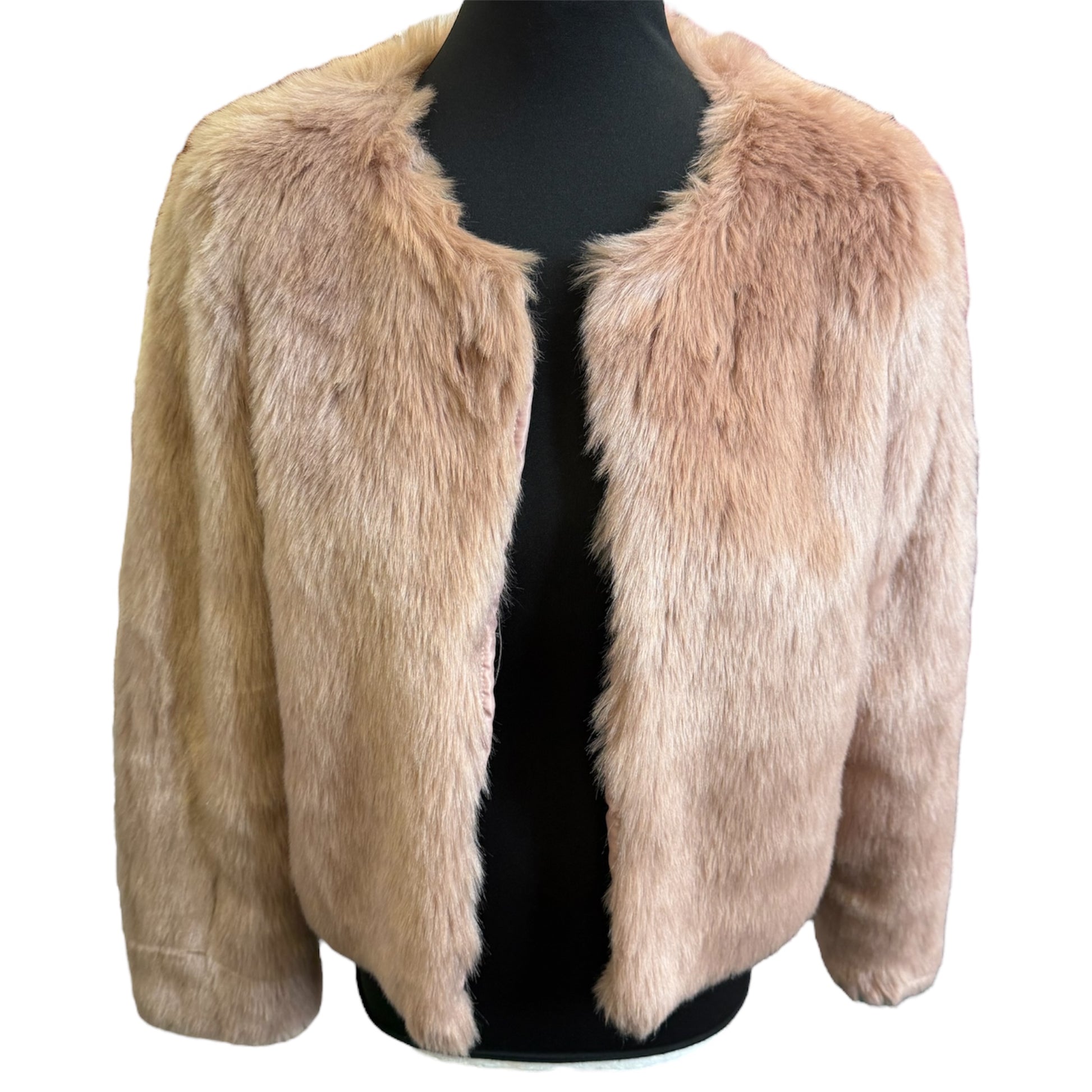 Warehouse pink faux fur jacket