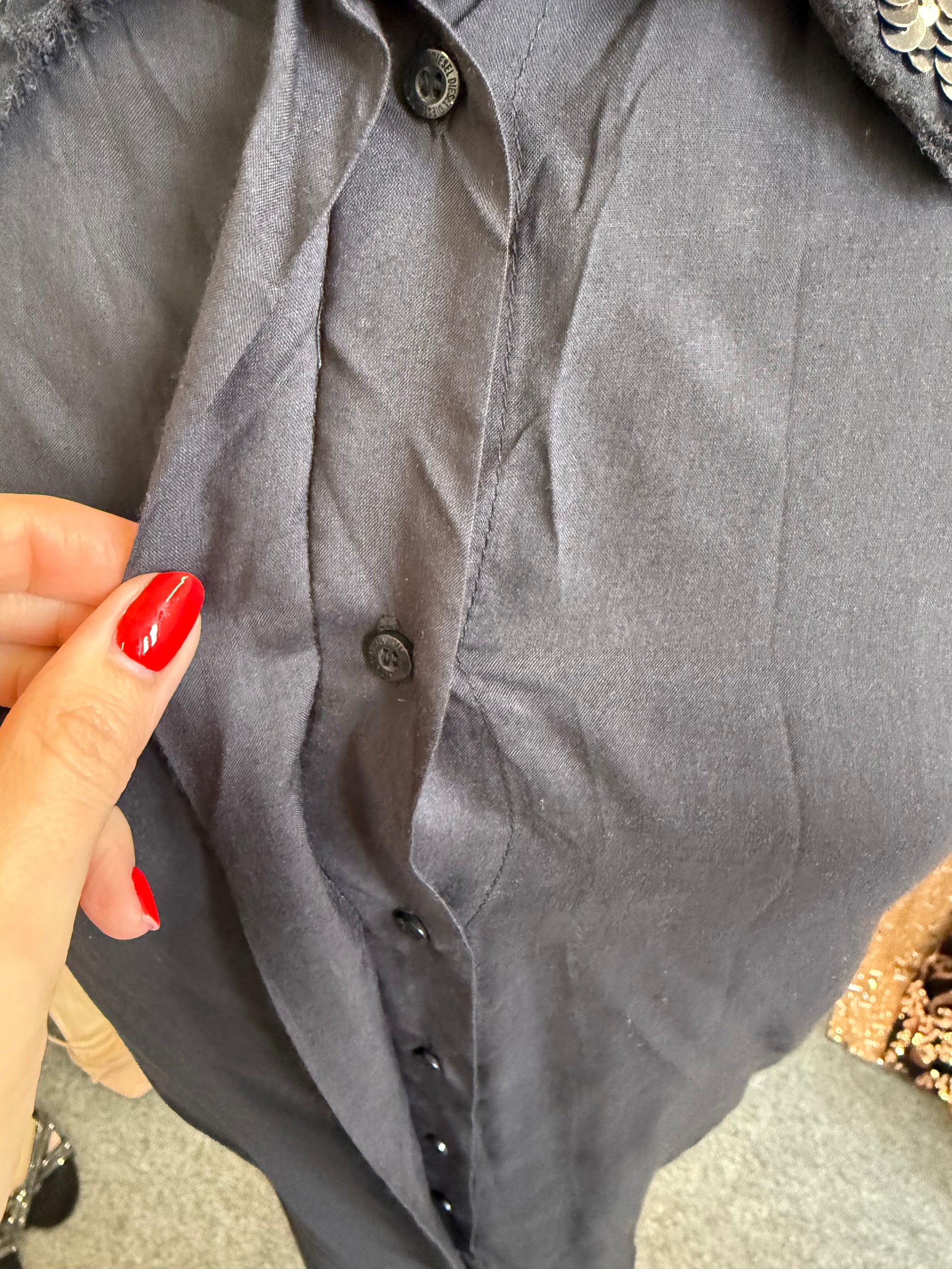 Diesel sleeveless sequin collar and shoulder shirt dress