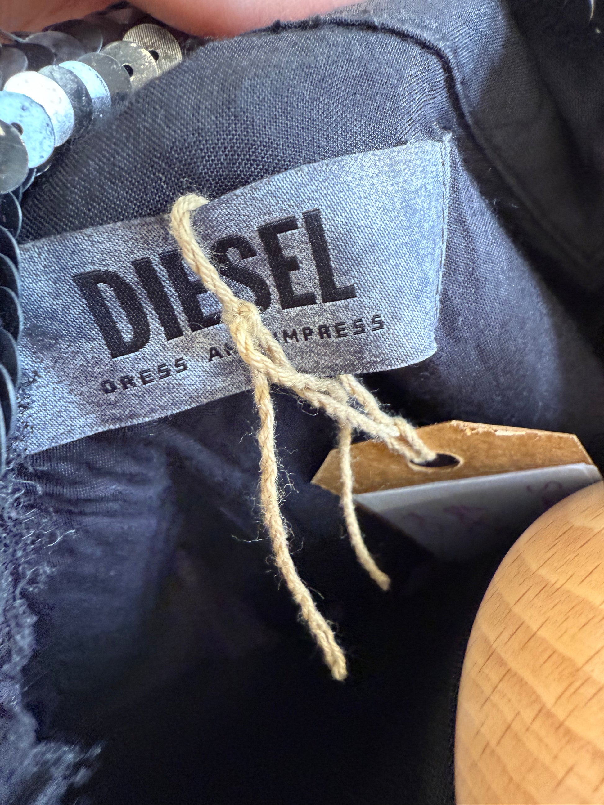 Diesel sleeveless sequin collar and shoulder shirt dress
