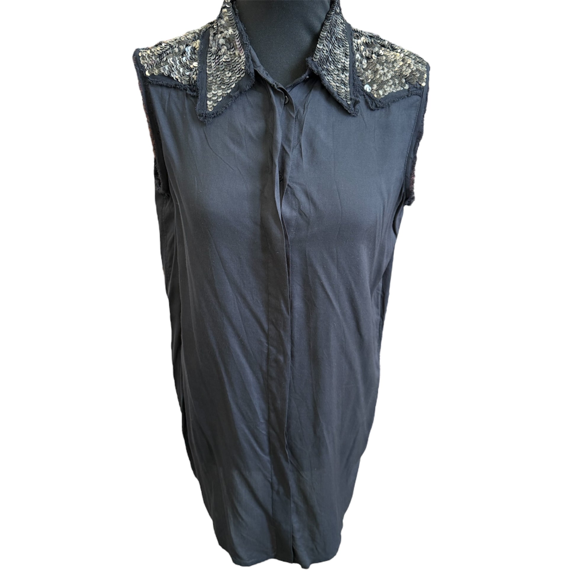 Diesel sleeveless sequin collar and shoulder shirt dress