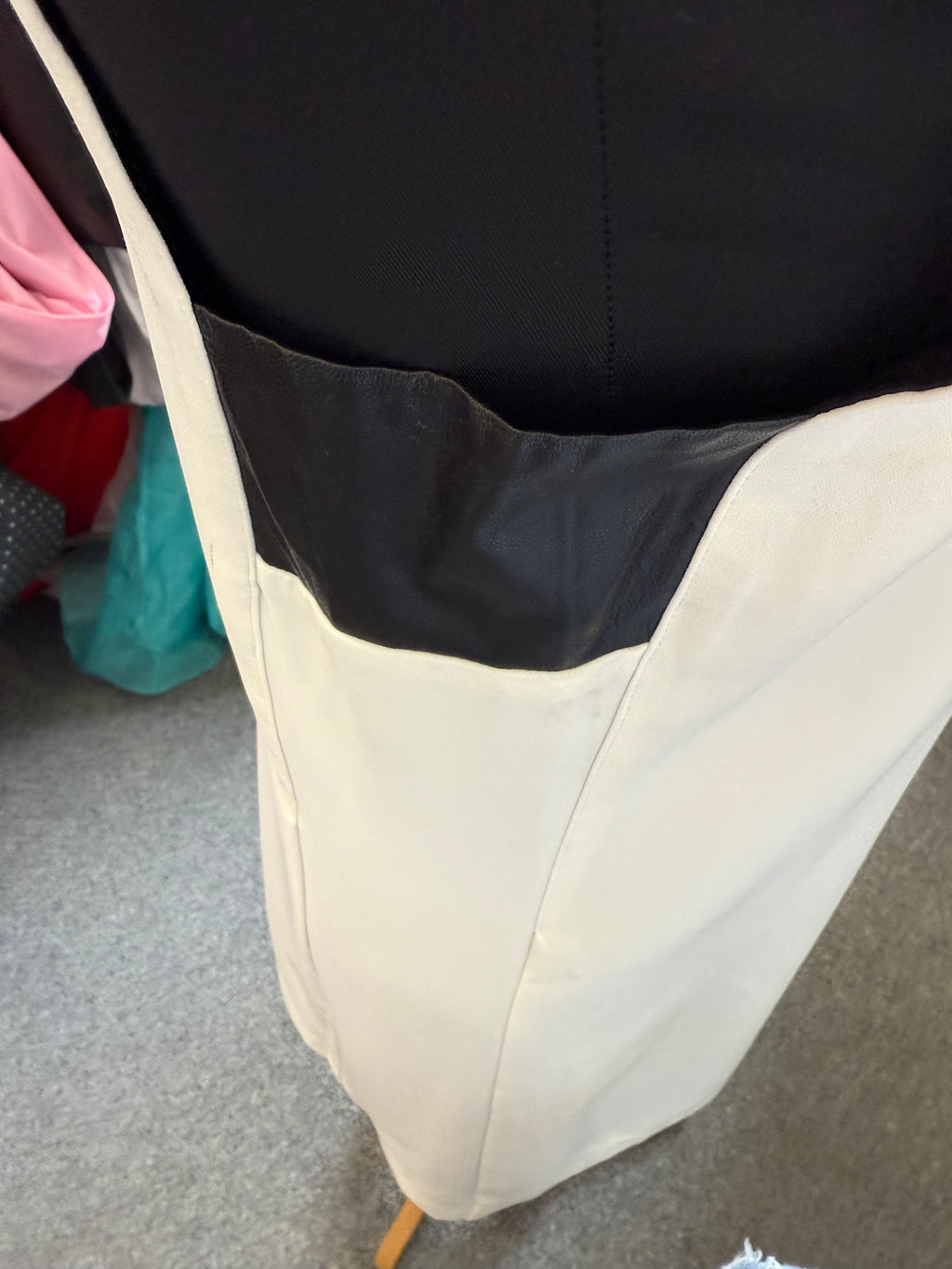 Replay sleeveless faux leather detail lined dress