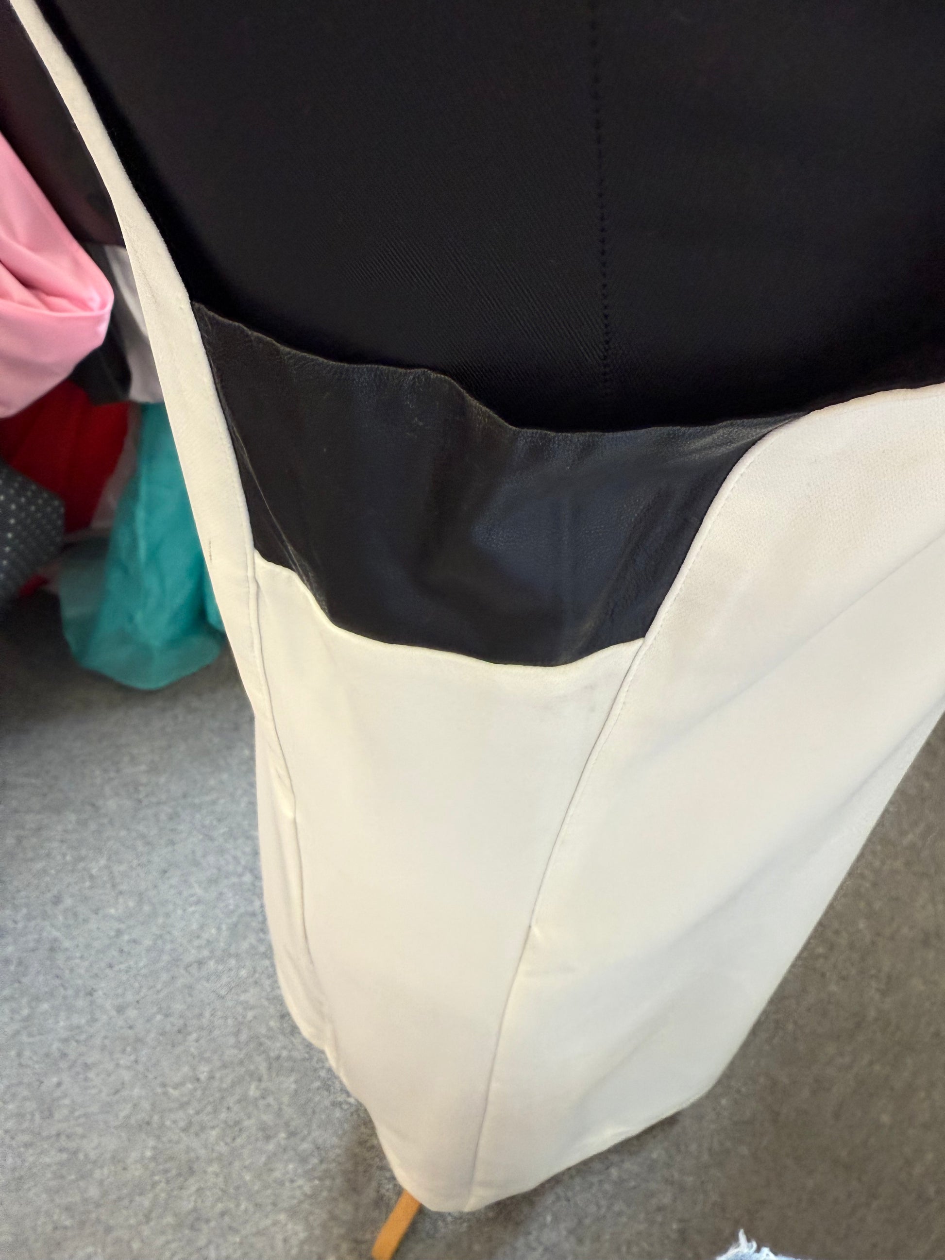 Replay sleeveless faux leather detail lined dress