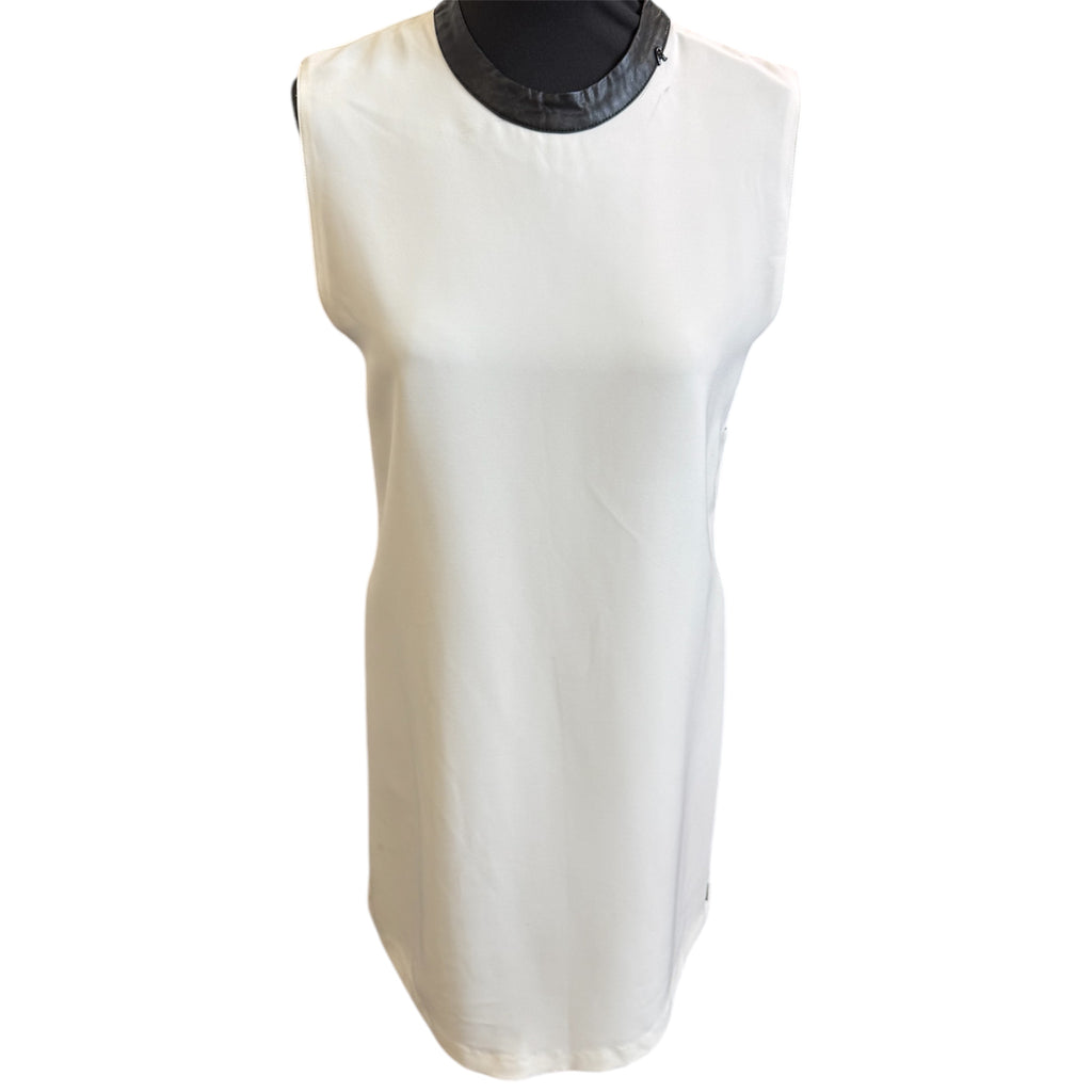 Replay sleeveless faux leather detail lined dress