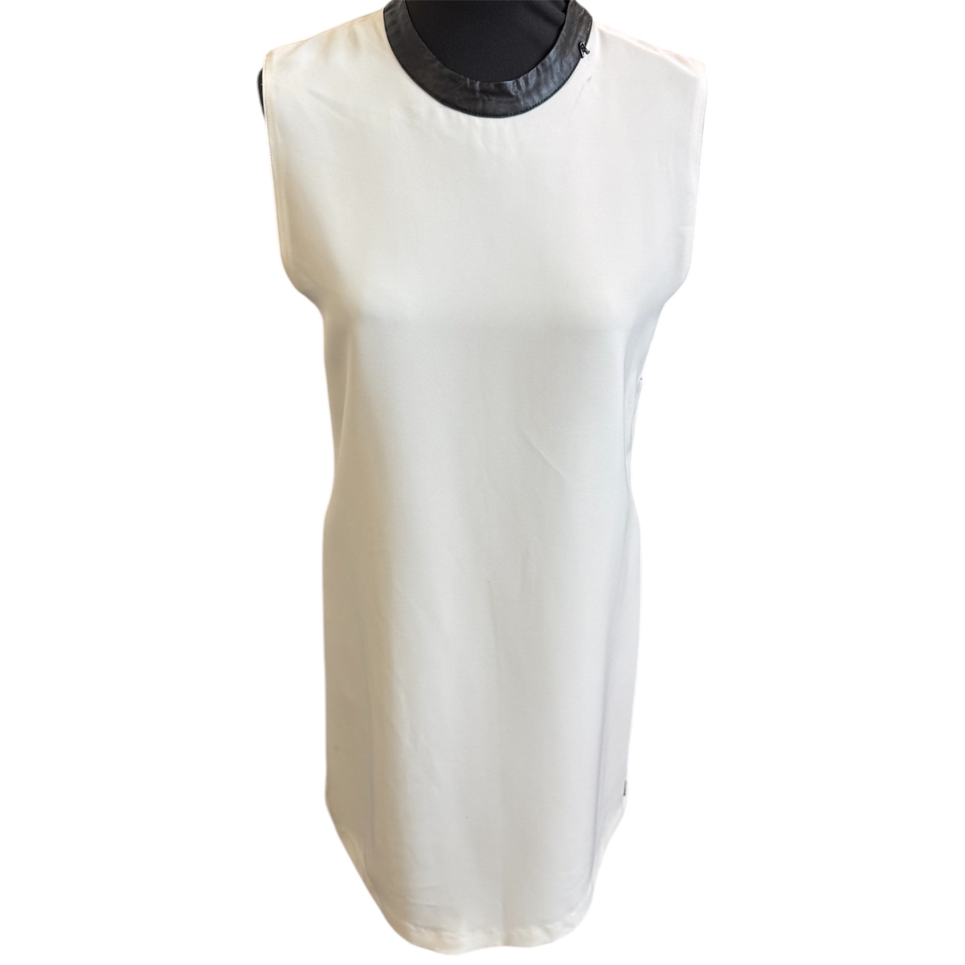 Replay sleeveless faux leather detail lined dress