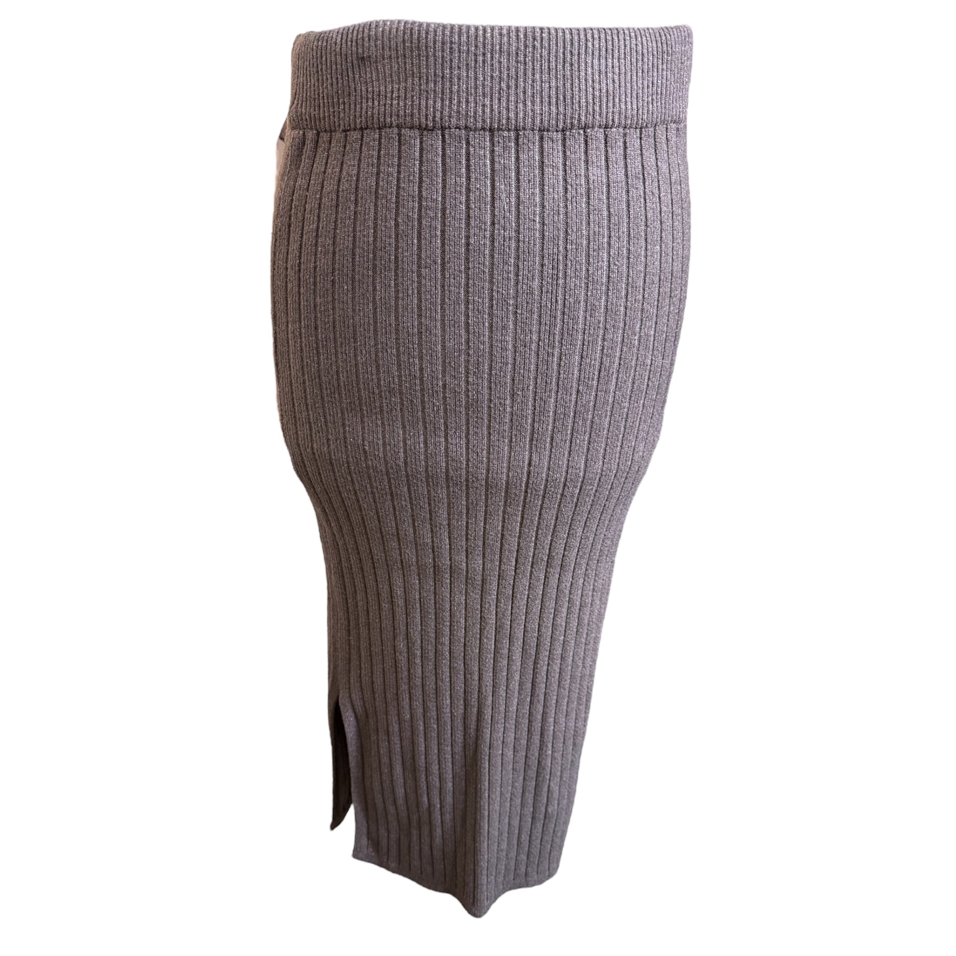 Brown knit midi skirt