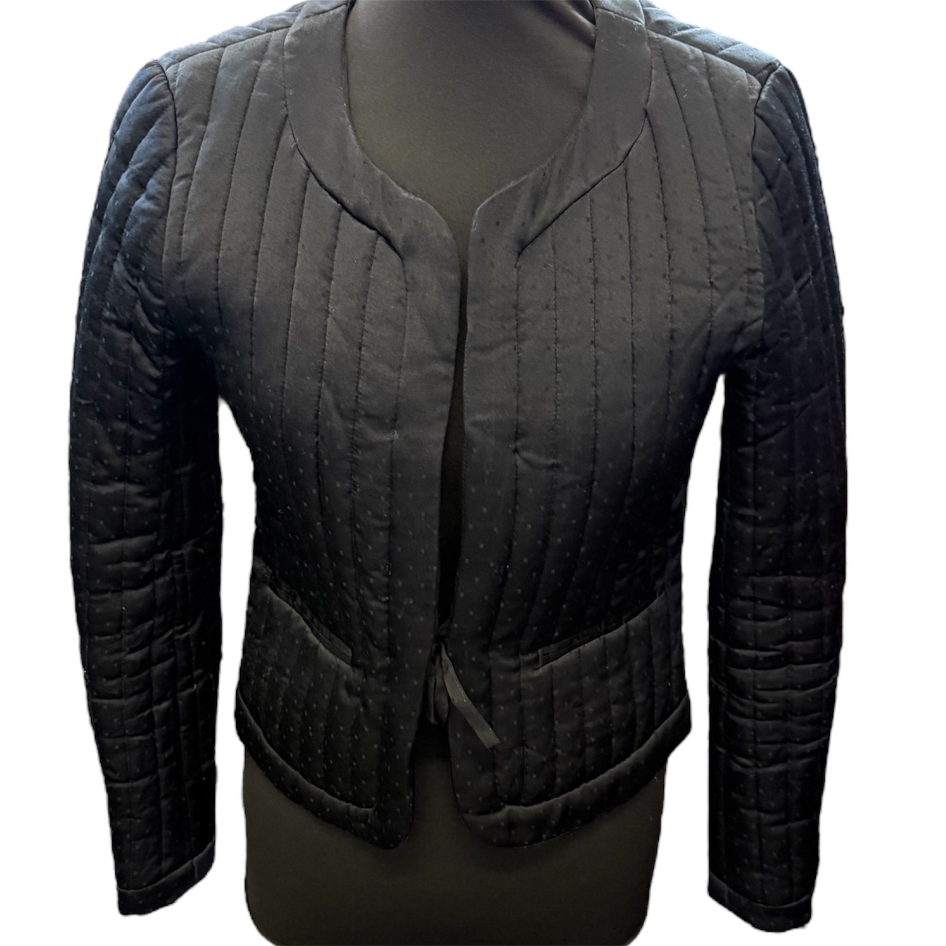 Jack Wills navy padded collarless tie fastening jacket