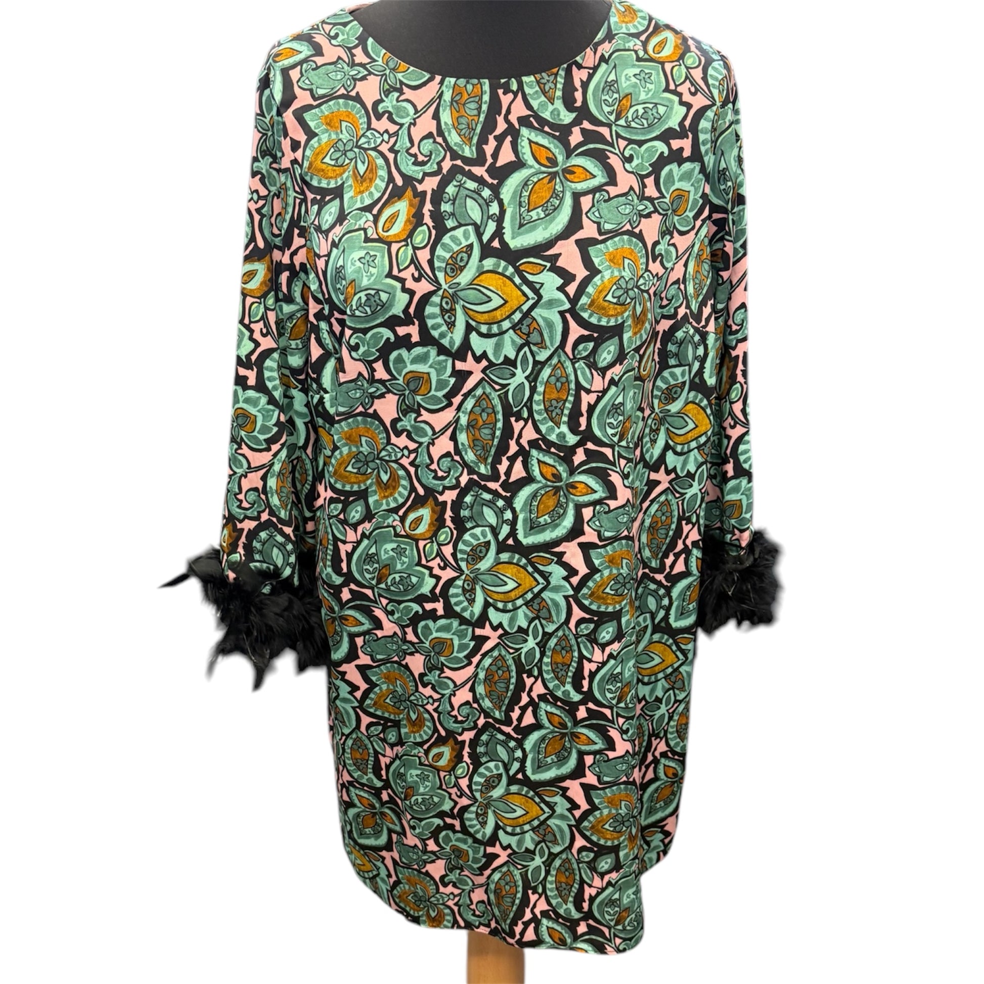 River Island feather sleeve print dress