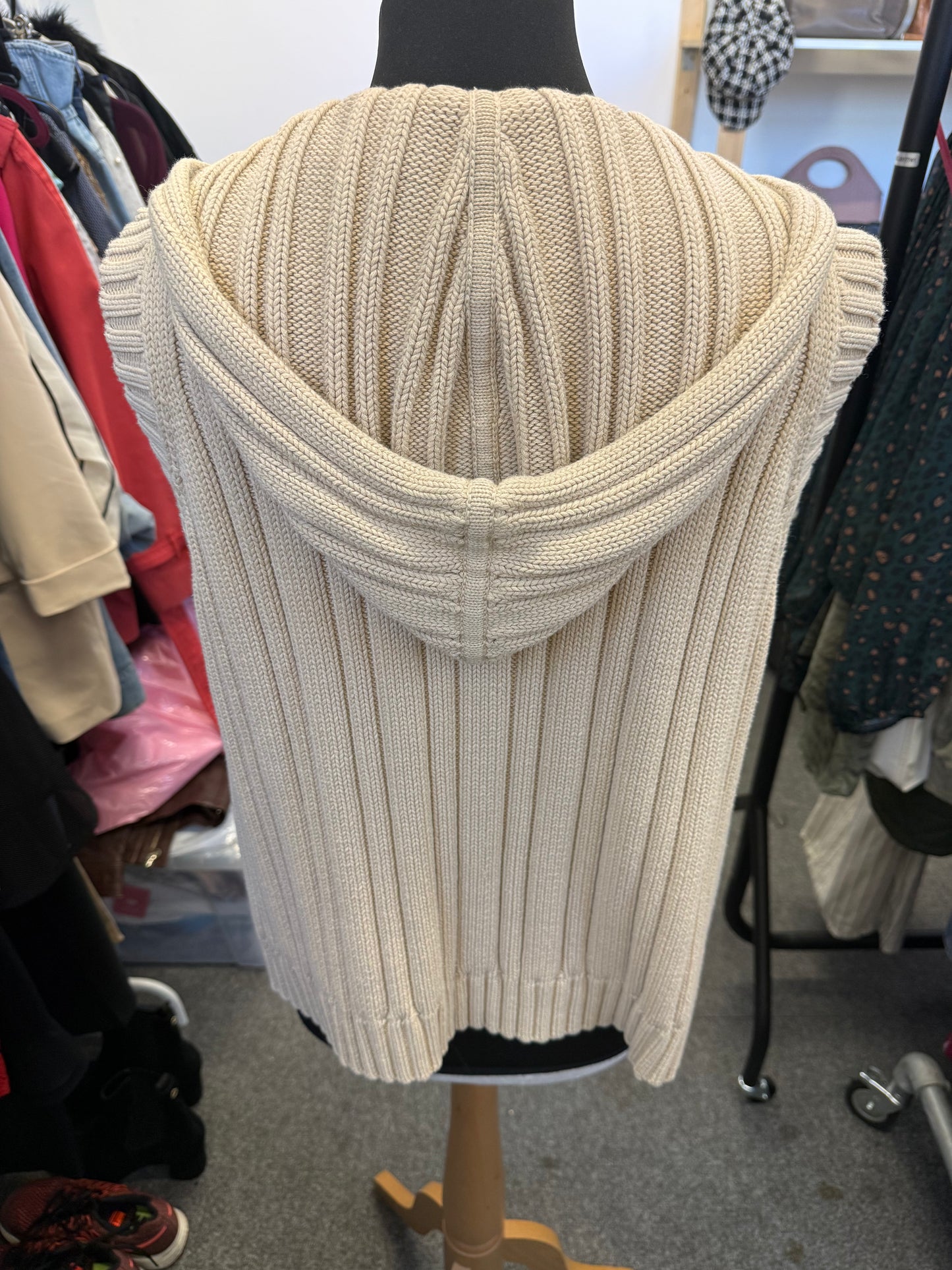 Next cable knit sleeveless hooded cardigan