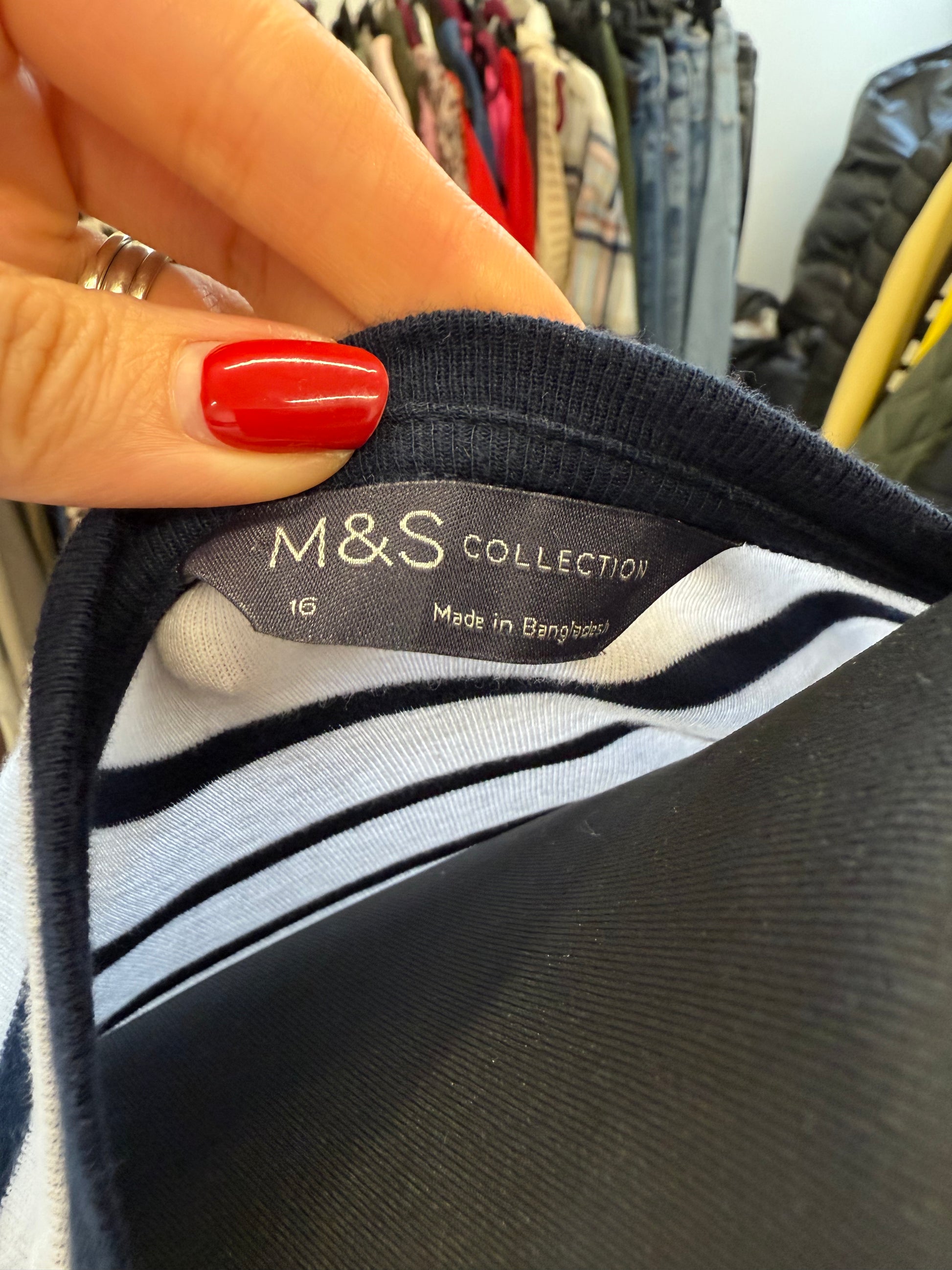 M&S navy stripe tee