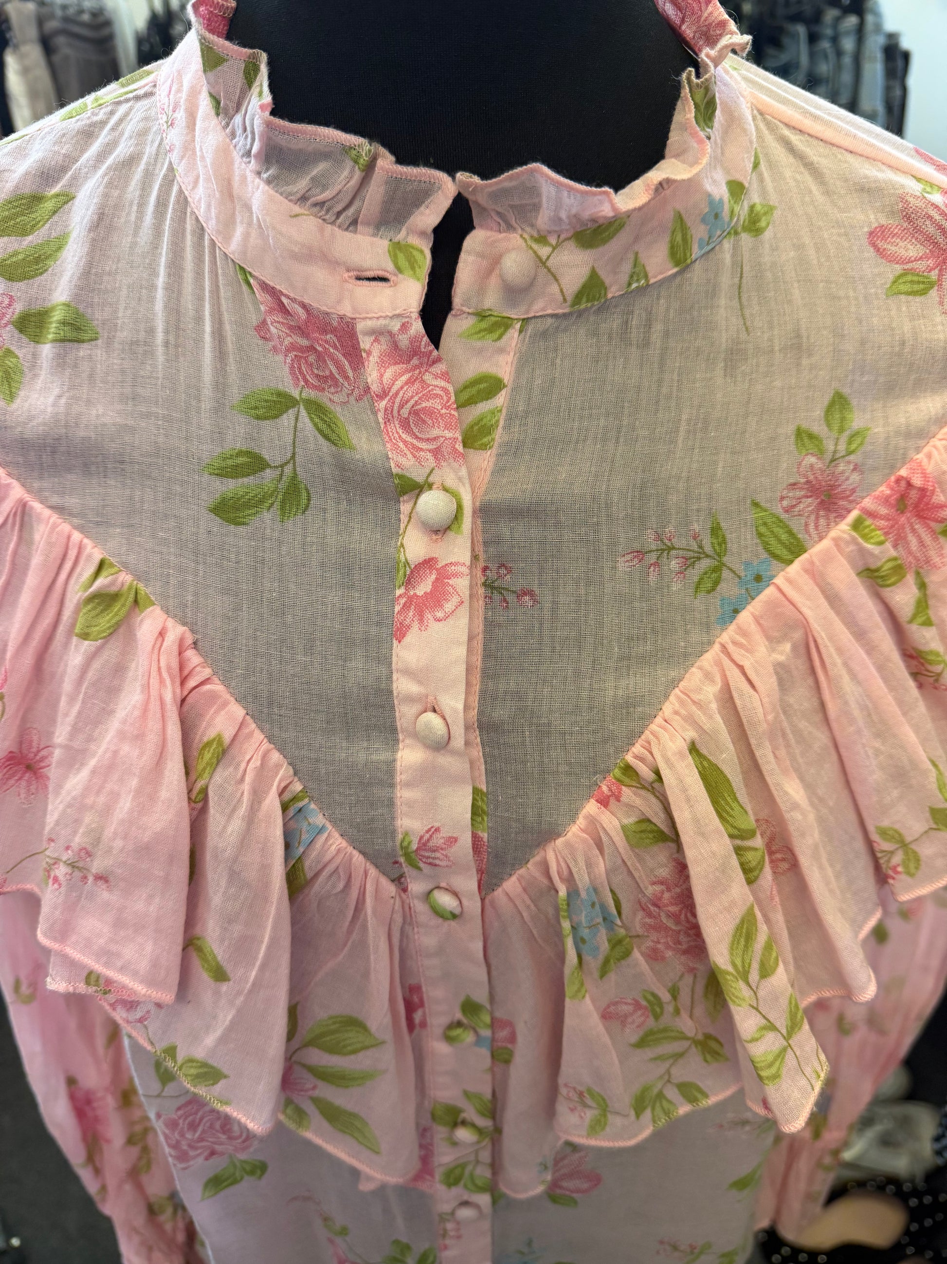 River Island floral frill long sleeve blouse