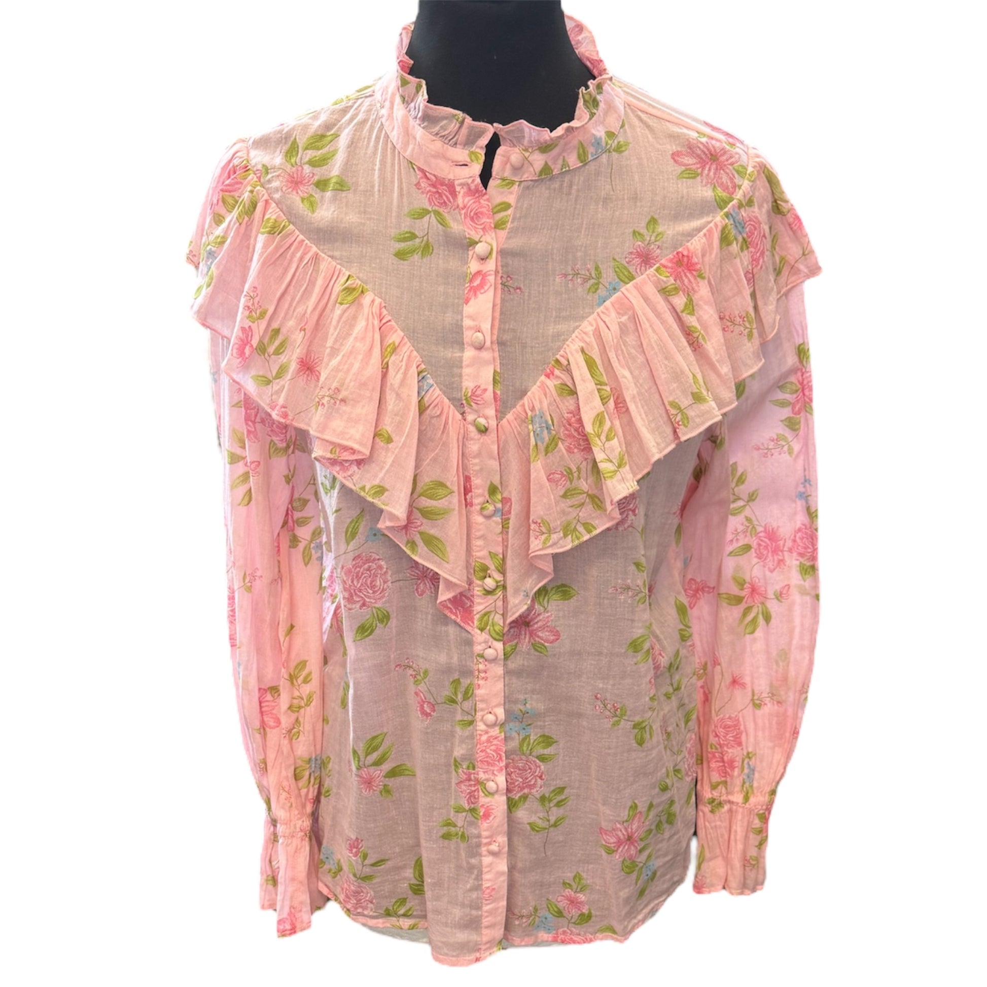River Island floral frill long sleeve blouse