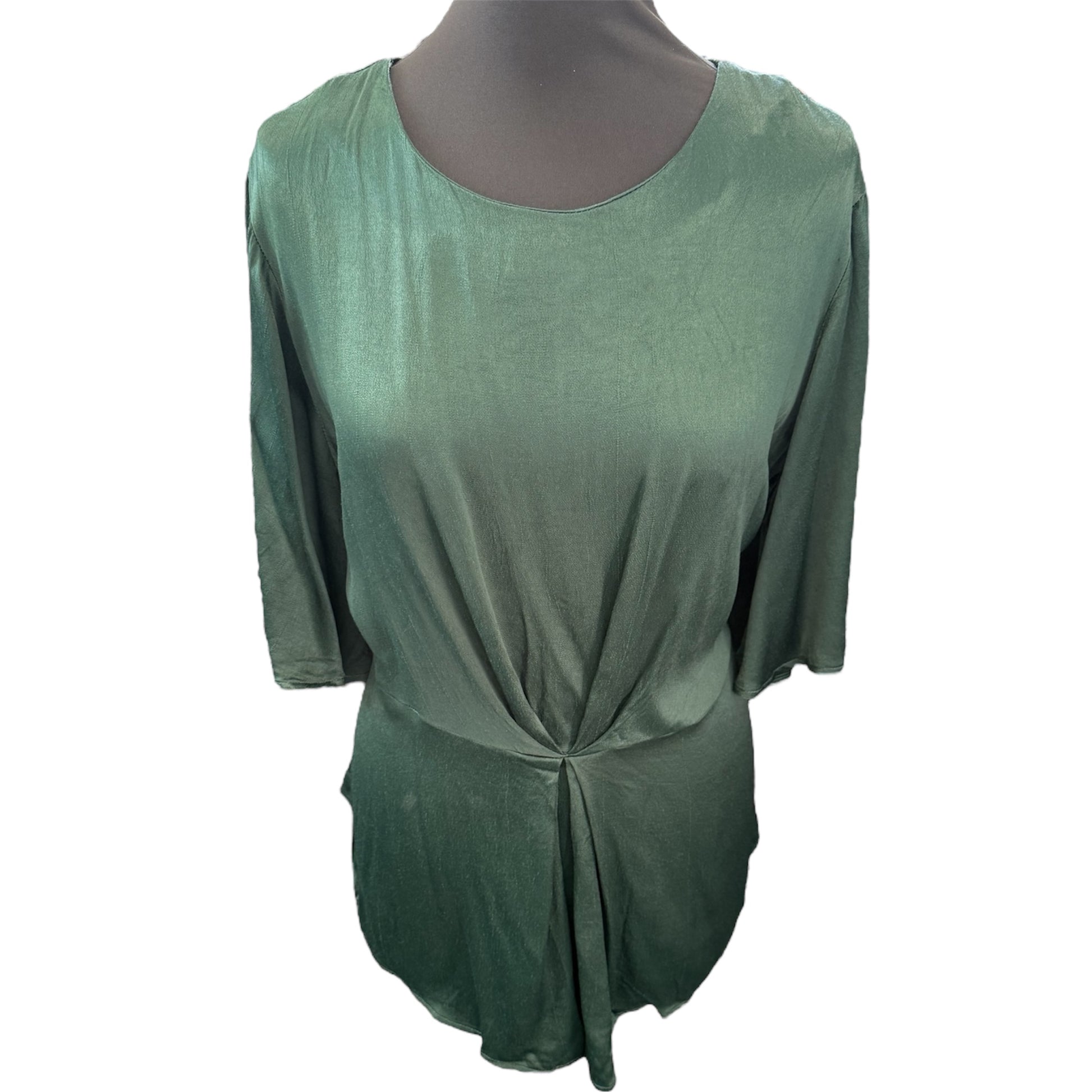 Monsoon deep green knot front bat wing top