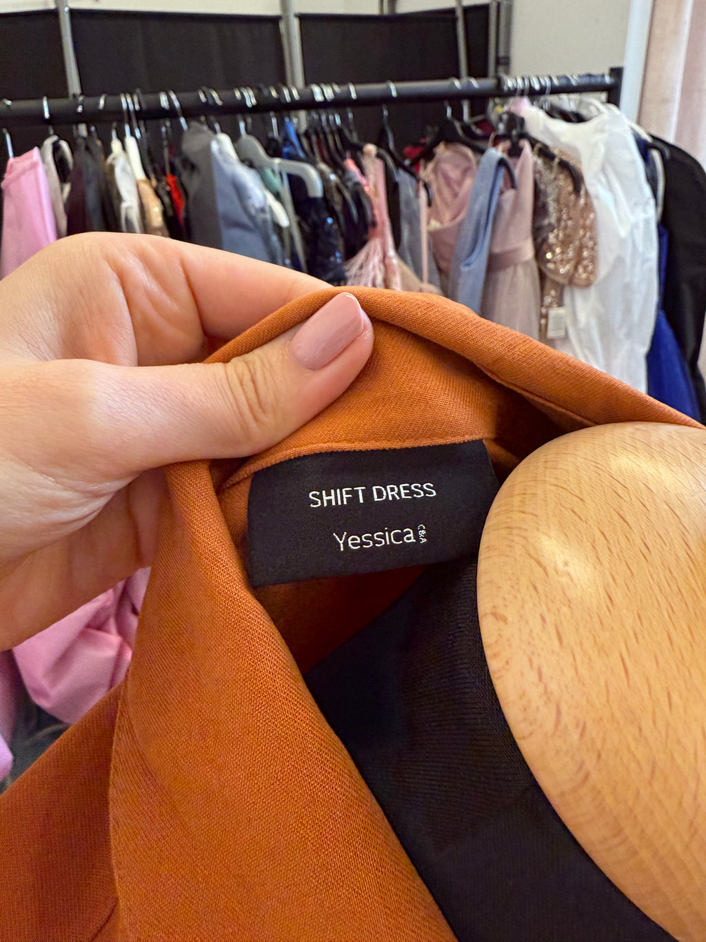 Yessica C&A brown button belted dress