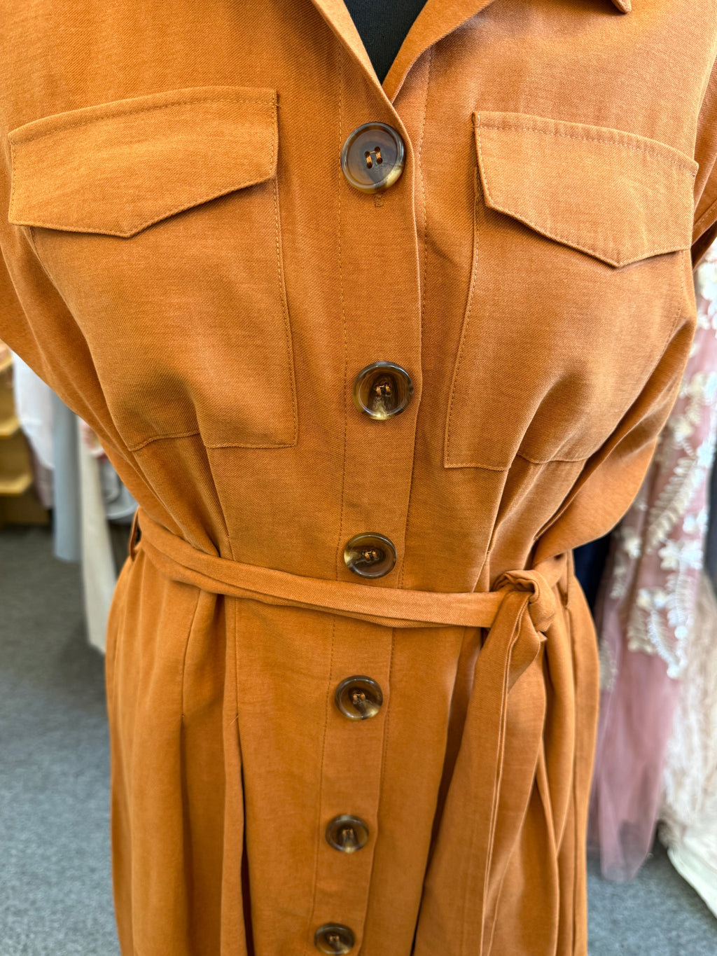 Yessica C&A brown button belted dress