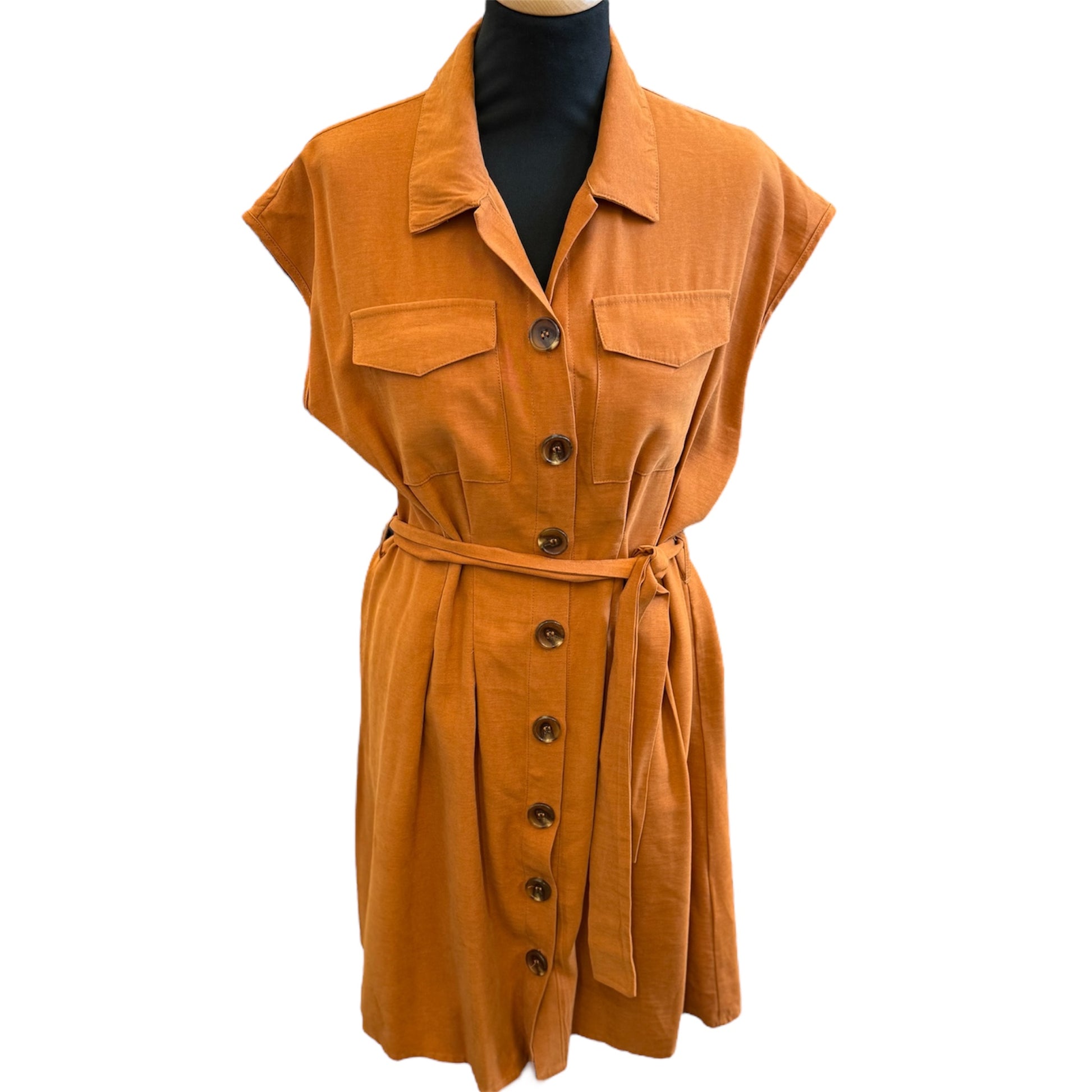Yessica C&A brown button belted dress