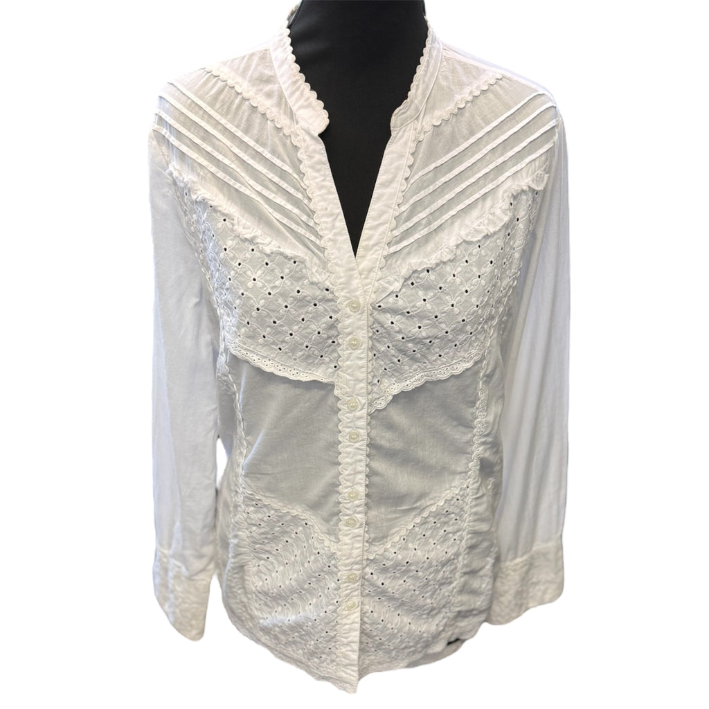 Per Una tie back long sleeved borderie anglaise detail shirt