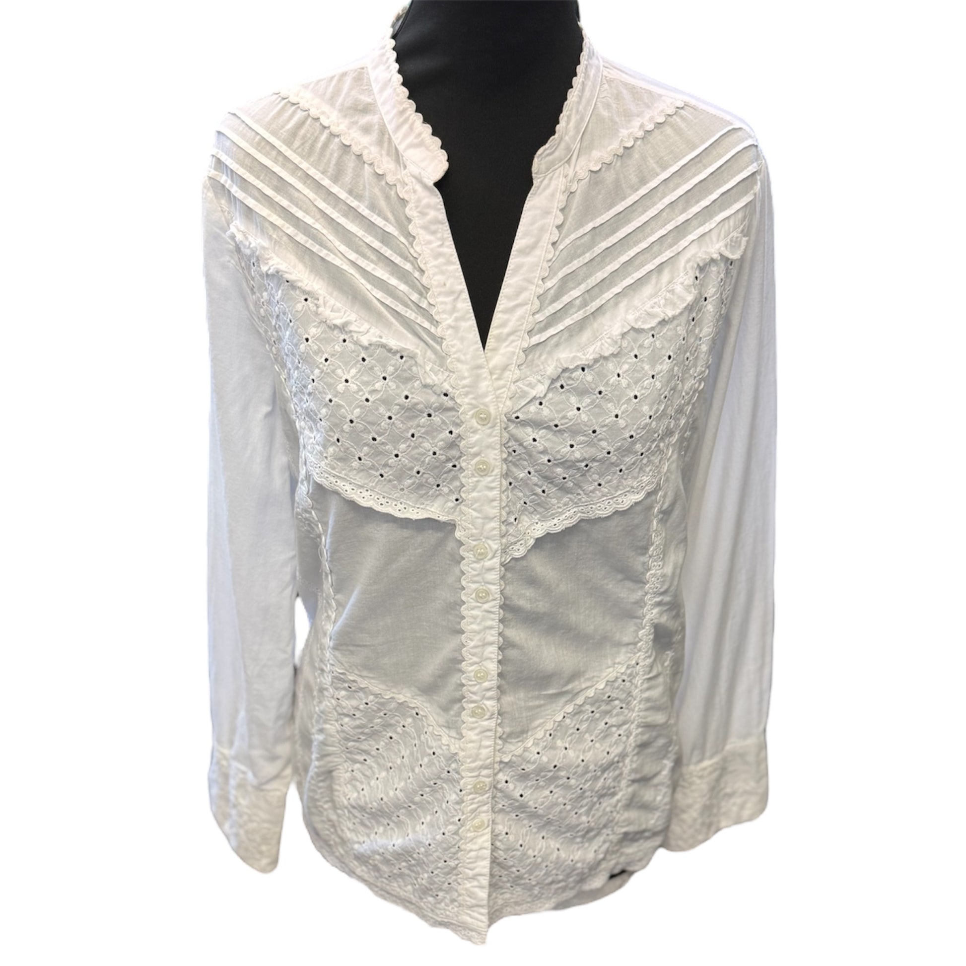 Per Una tie back long sleeved borderie anglaise detail shirt