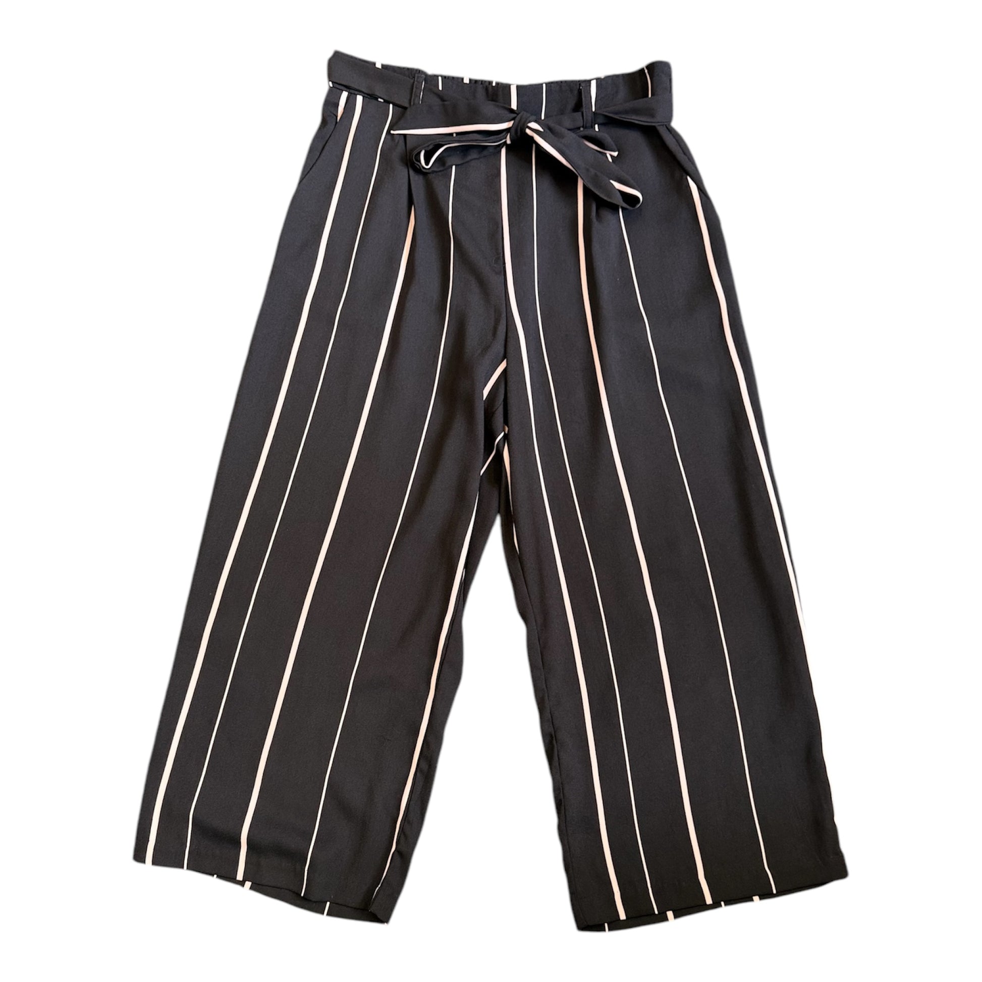 New look stripe belted crop wide leg trousers