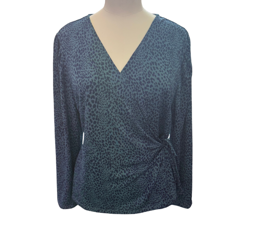 TU animal print long sleeve tie blouse