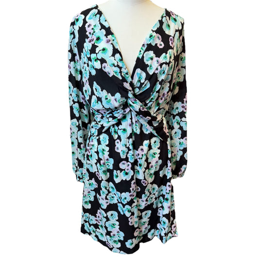Floral linen long sleeve dress