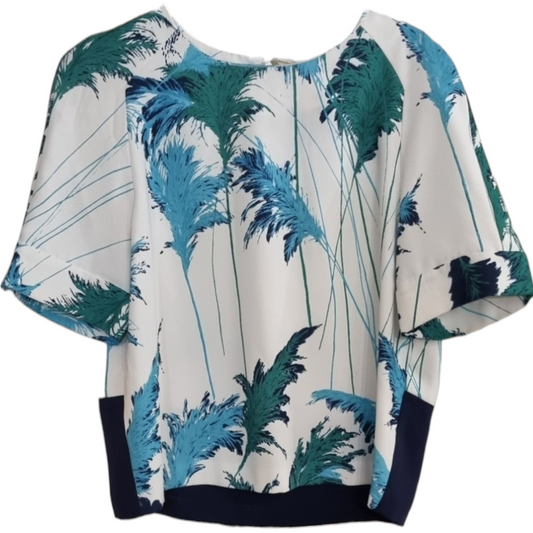 Whistles Boxy Blue & Green Print Top