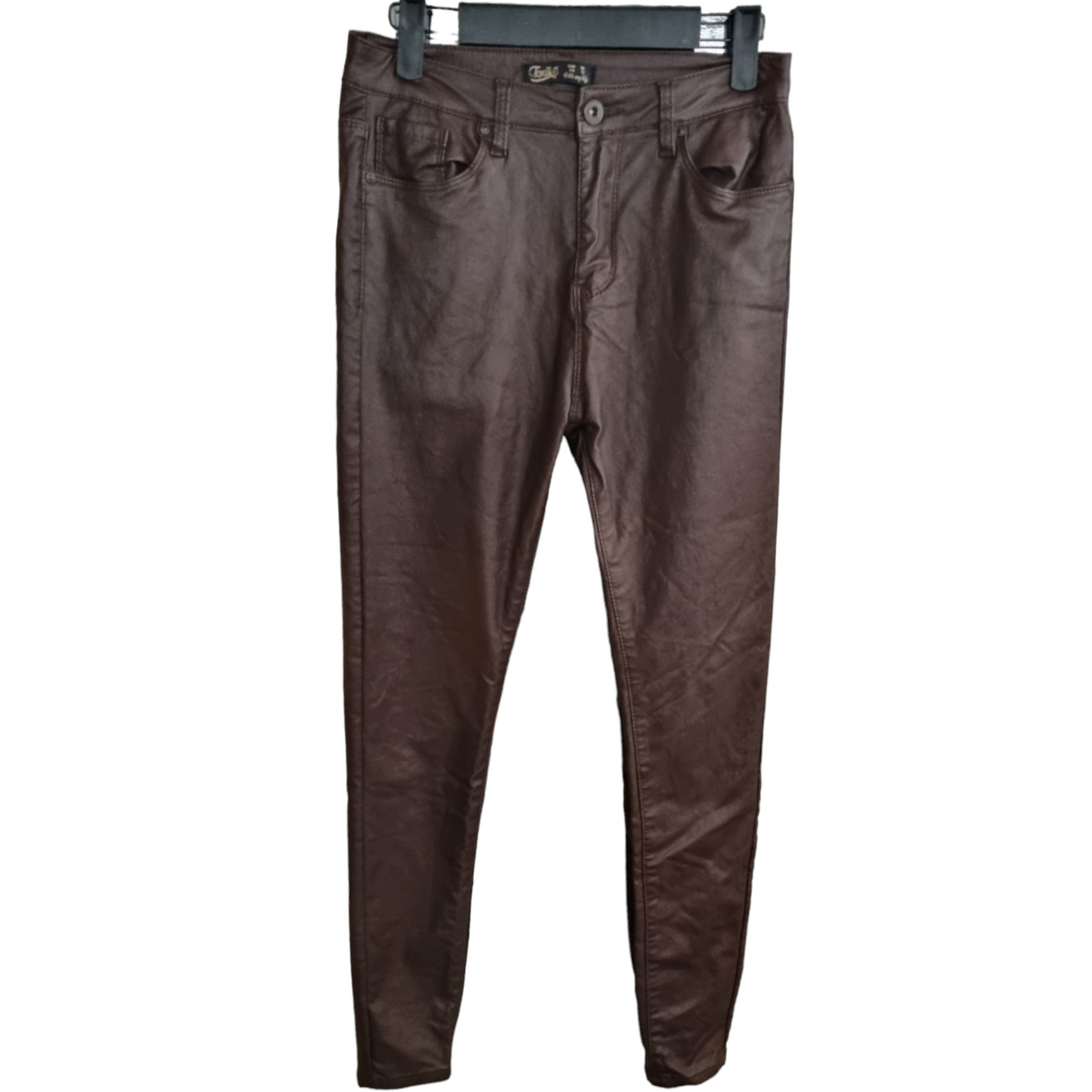 Brown Pleather Skinny Trousers