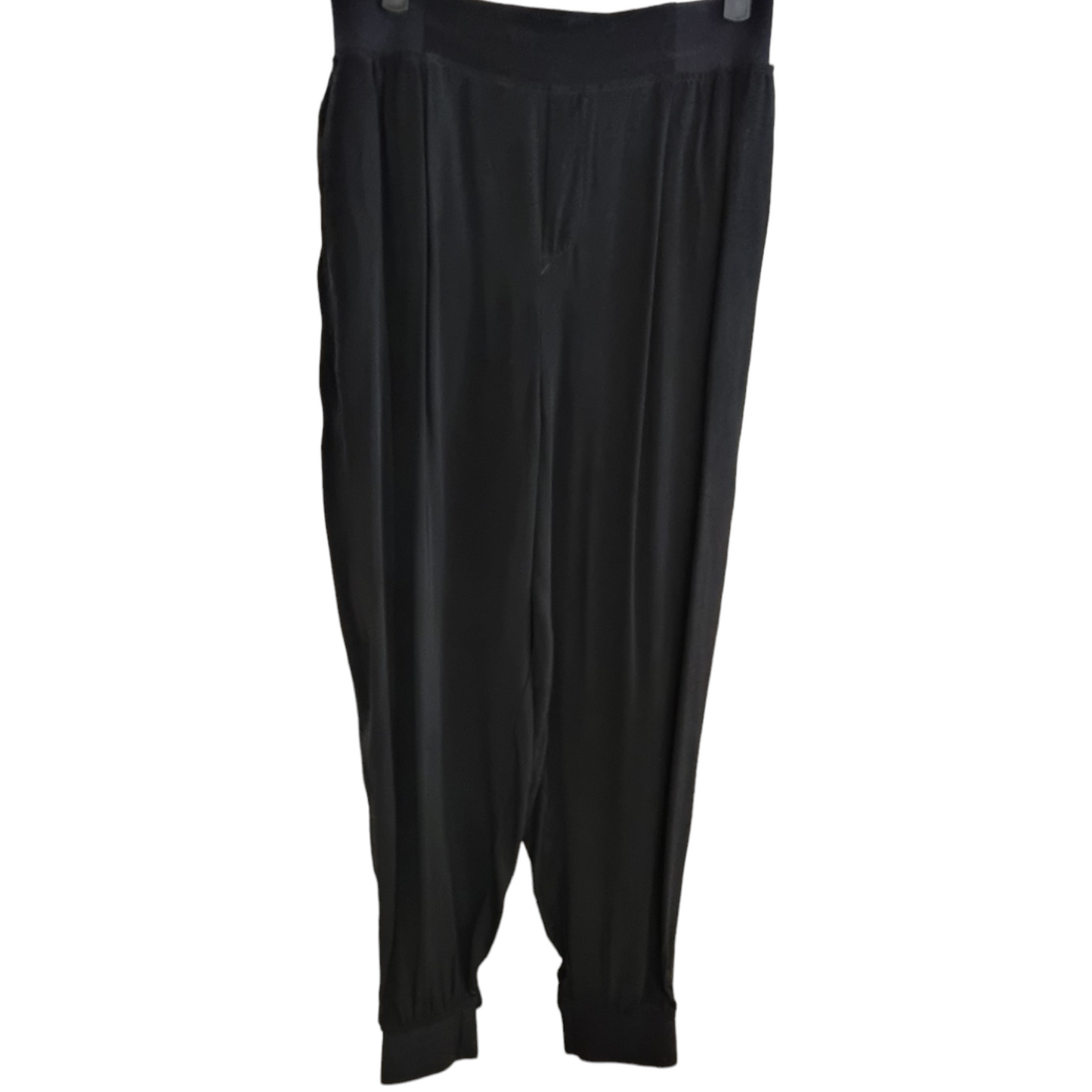 Black Cuff Bottomed Trousers with Elastic Waist